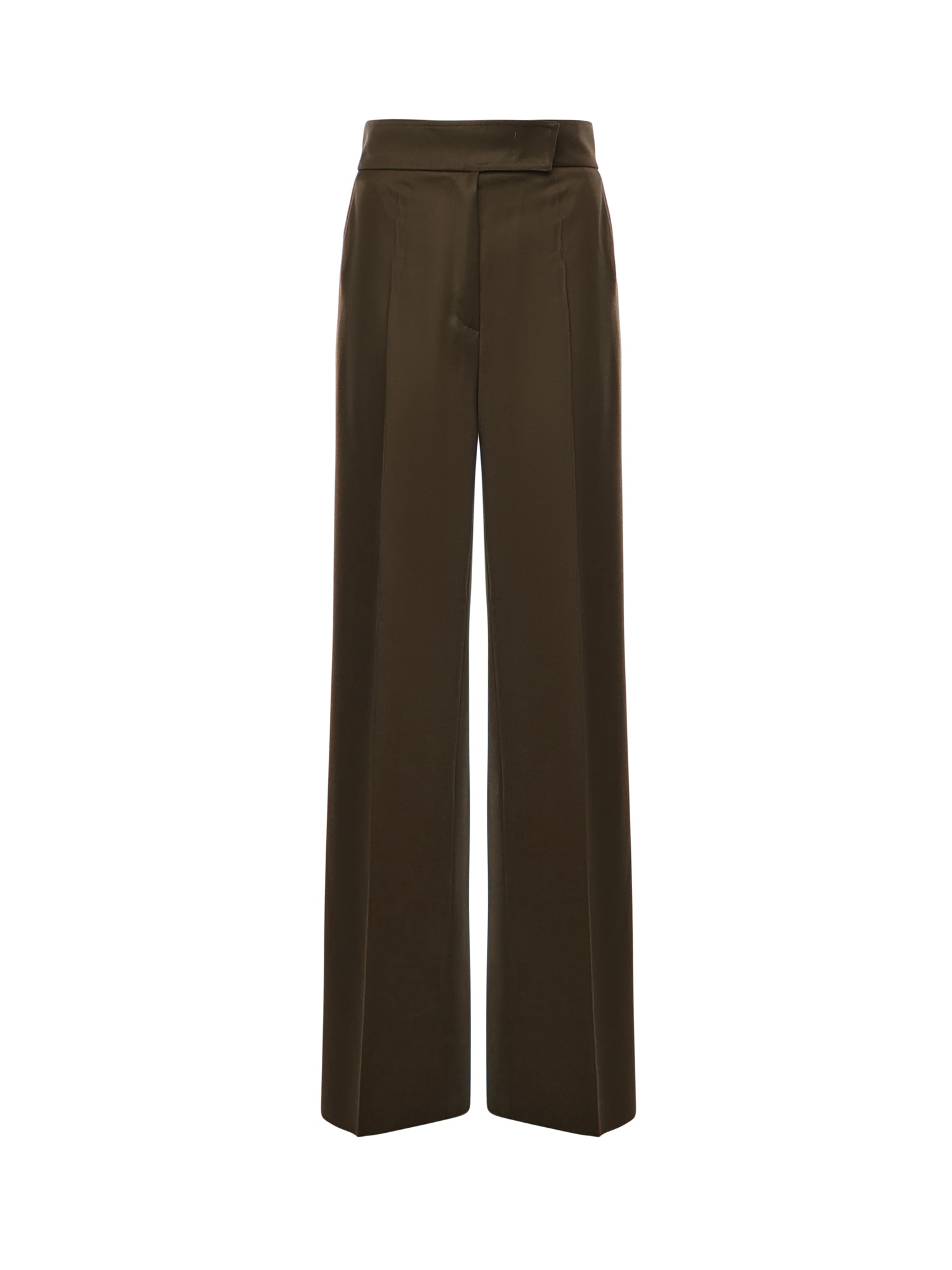 Max Mara Wide-leg Wool Trousers In Green