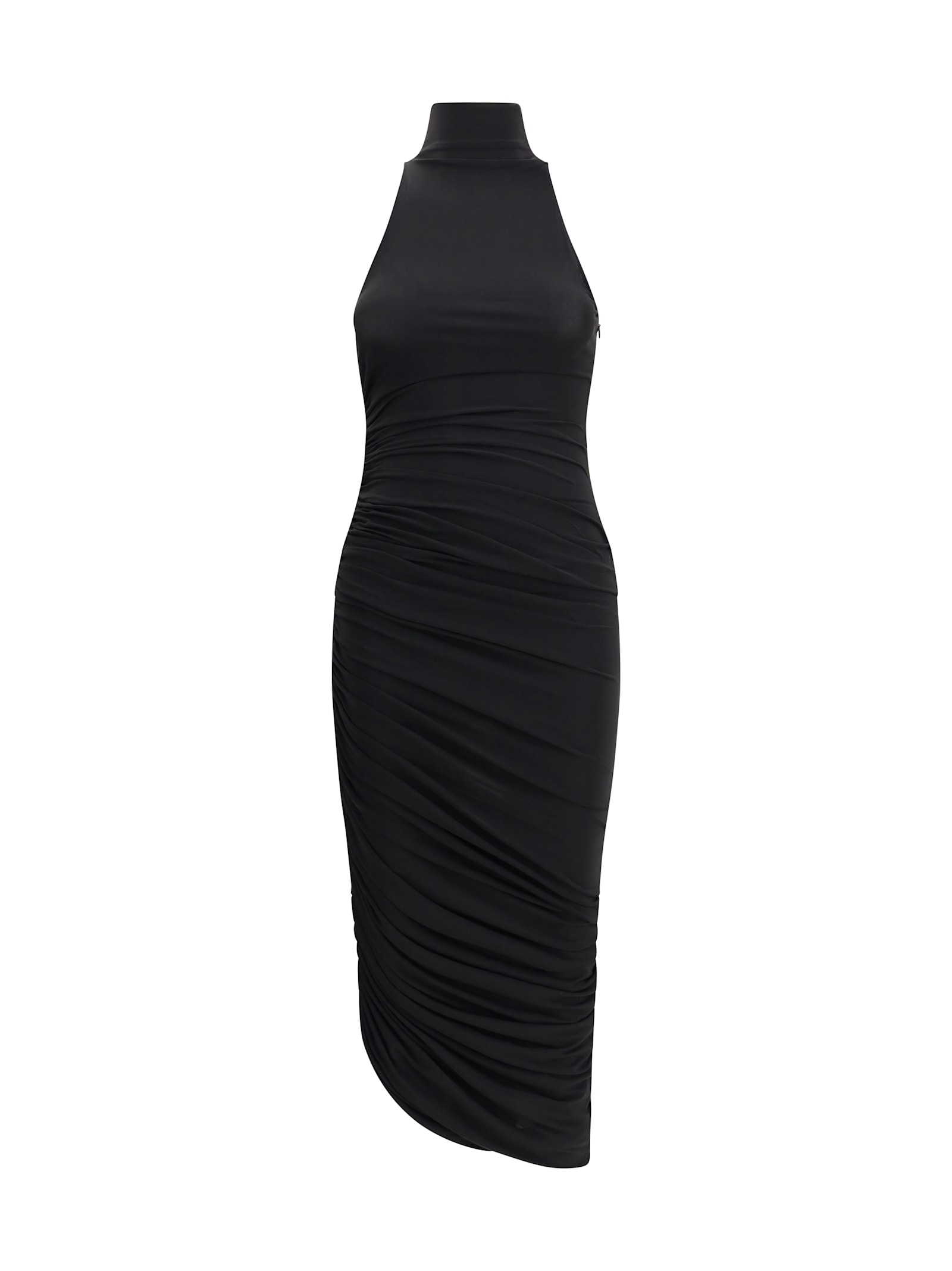Jacquemus The Piazza Asymmetric Gathered Stretch-jersey Turtleneck Dress