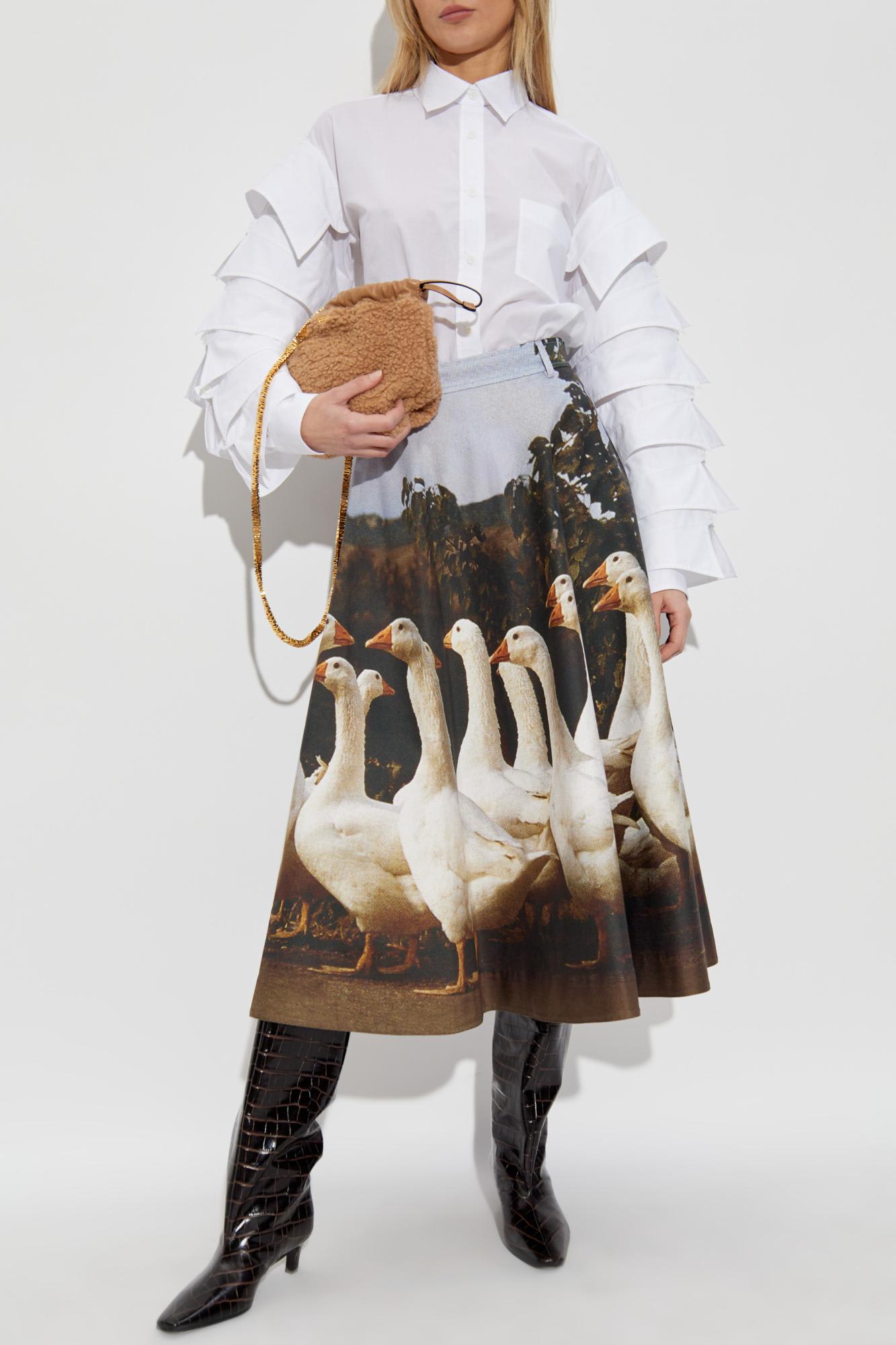 Moschino Printed Goose Midi Skirt In 1888