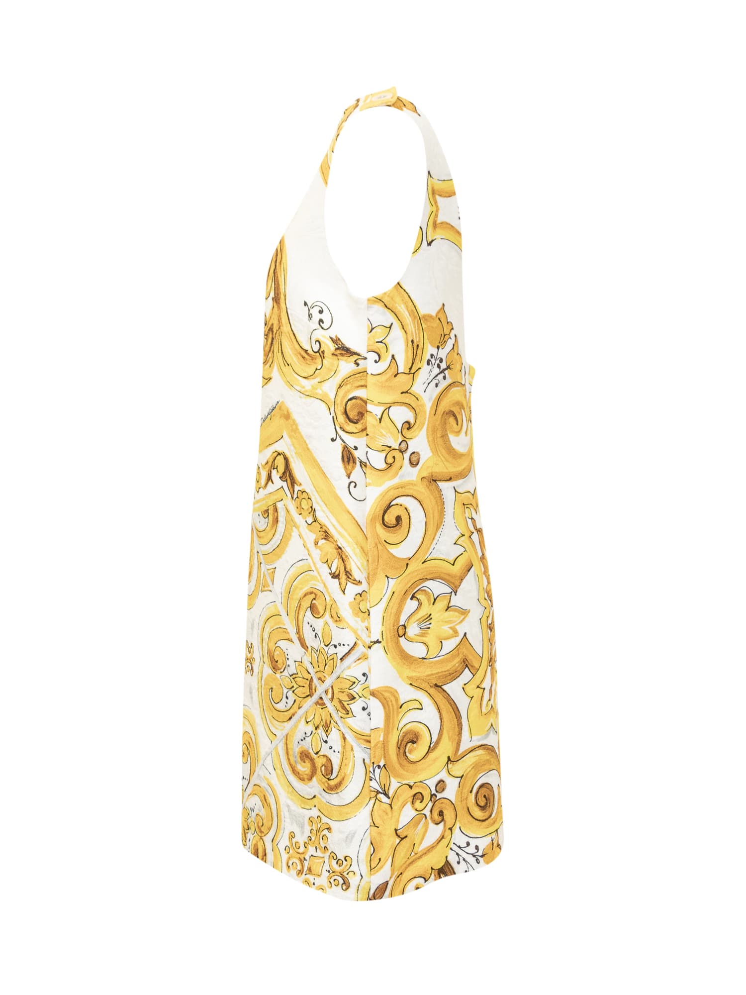 Shop Dolce & Gabbana Maiolica Brocade Dress In Mix Maiolica Giallo