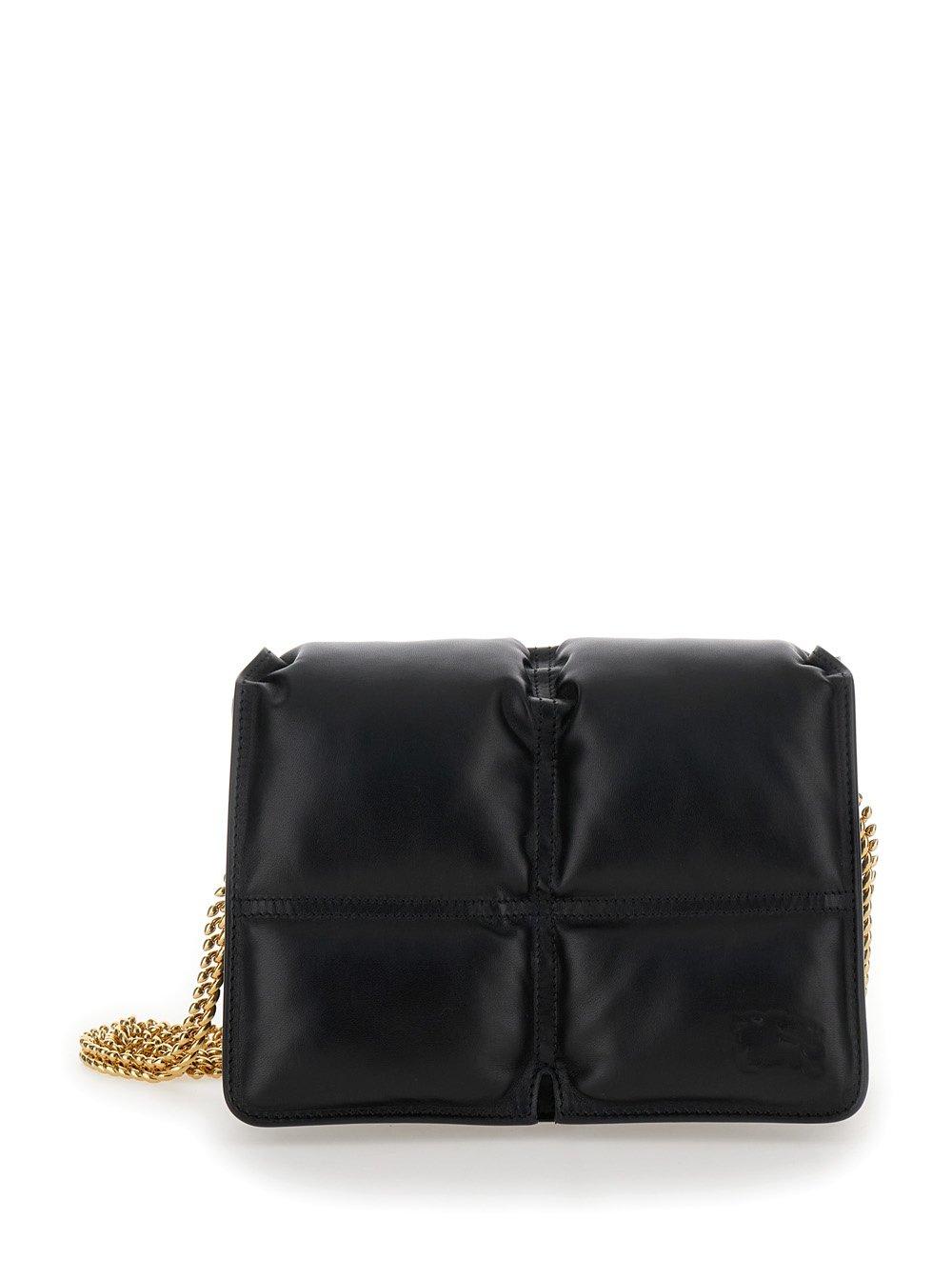 Shop Burberry Snip Quilted Chain-link Crossbody Bag In Black