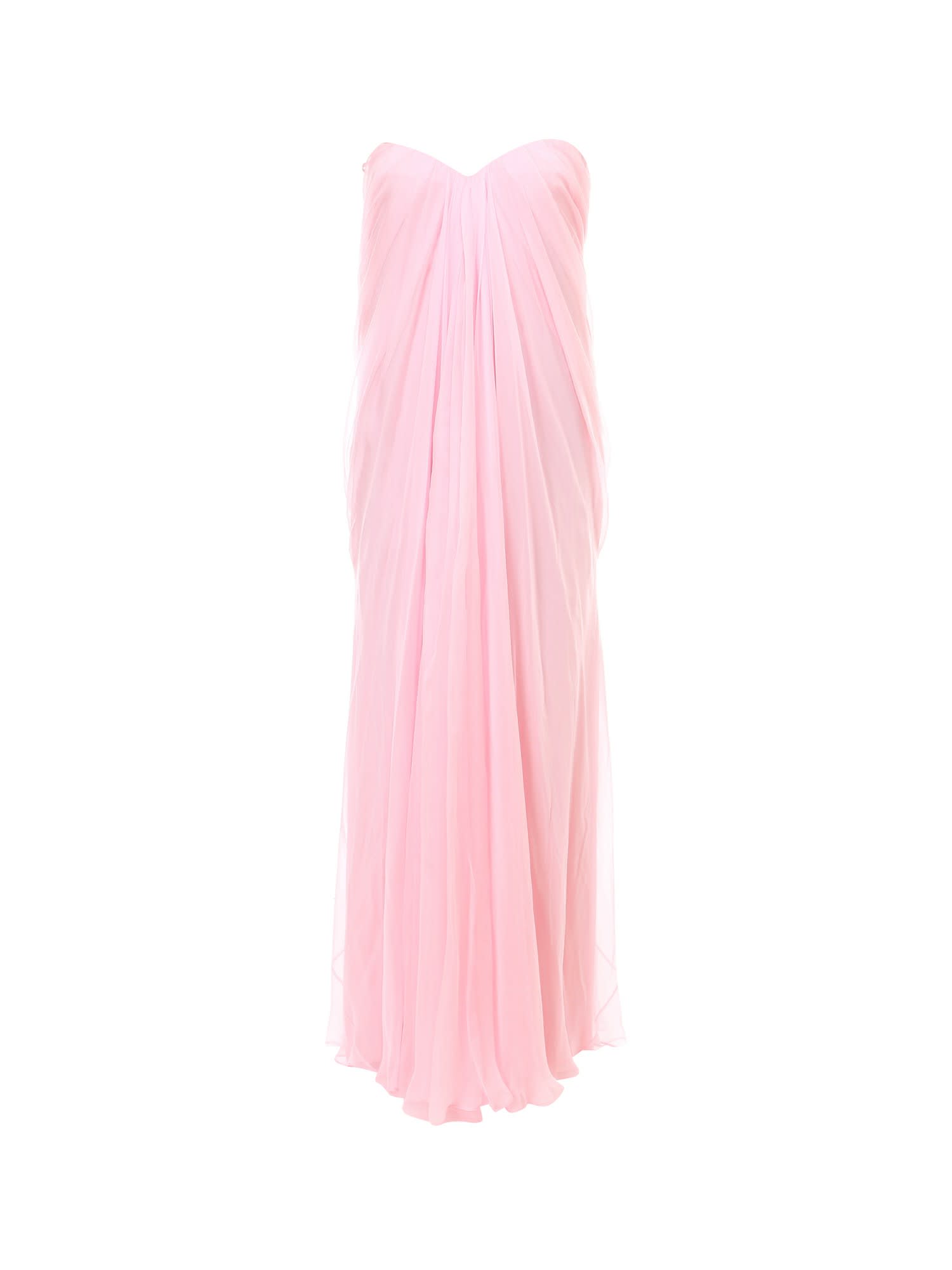 Draped Silk-chiffon Gown In Pink 