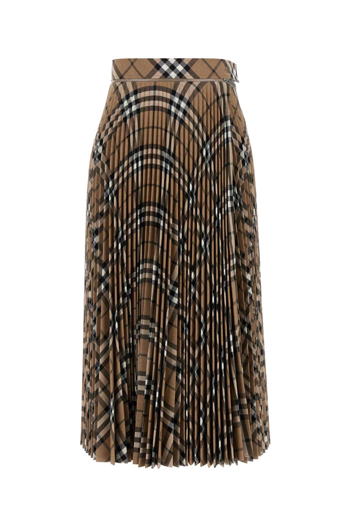 Shop Burberry Embroidered Polyester Blend Skirt In Lindenipcheck