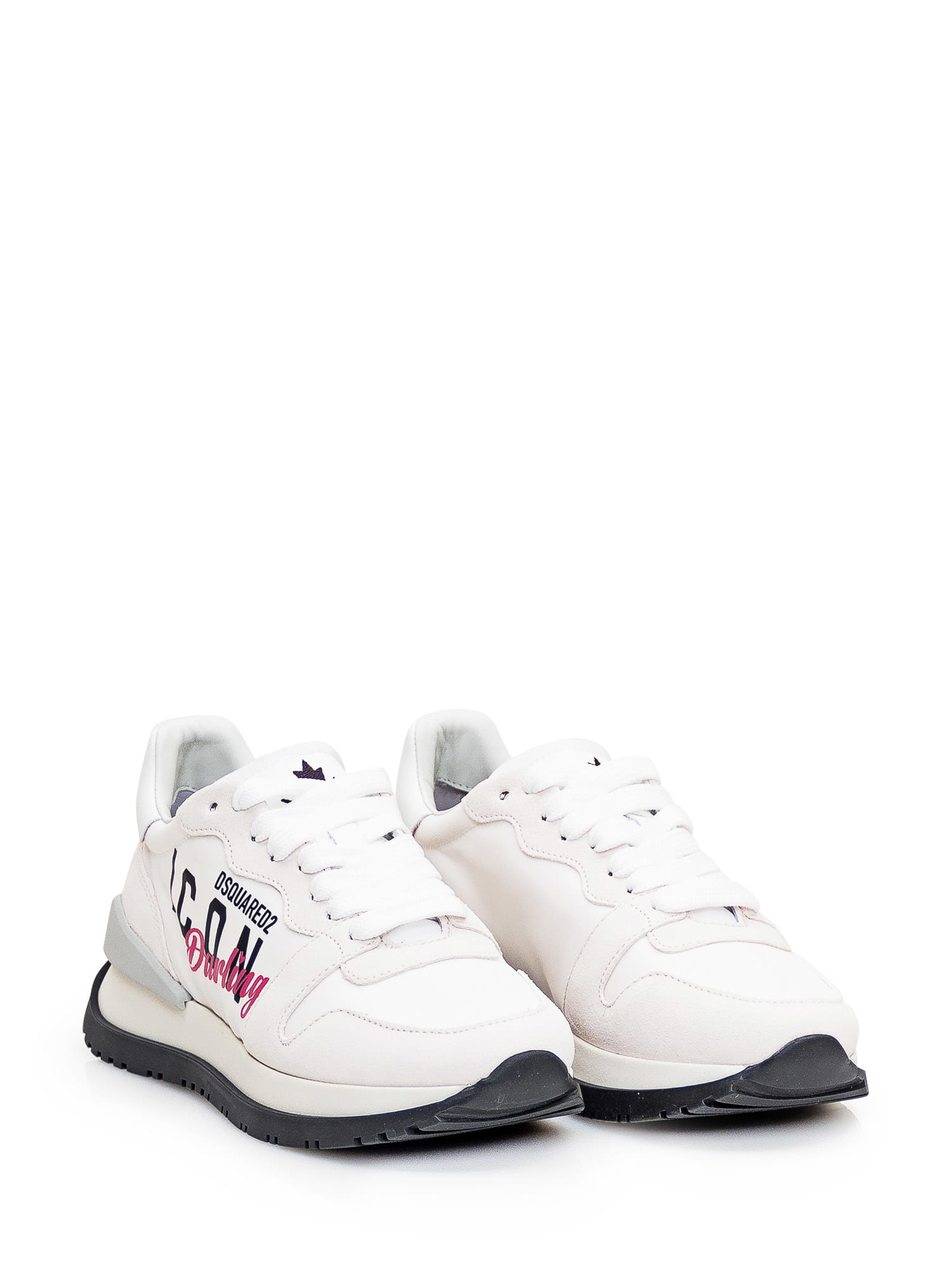 Shop Dsquared2 Running Sneaker In Bianco Nero Fucsia