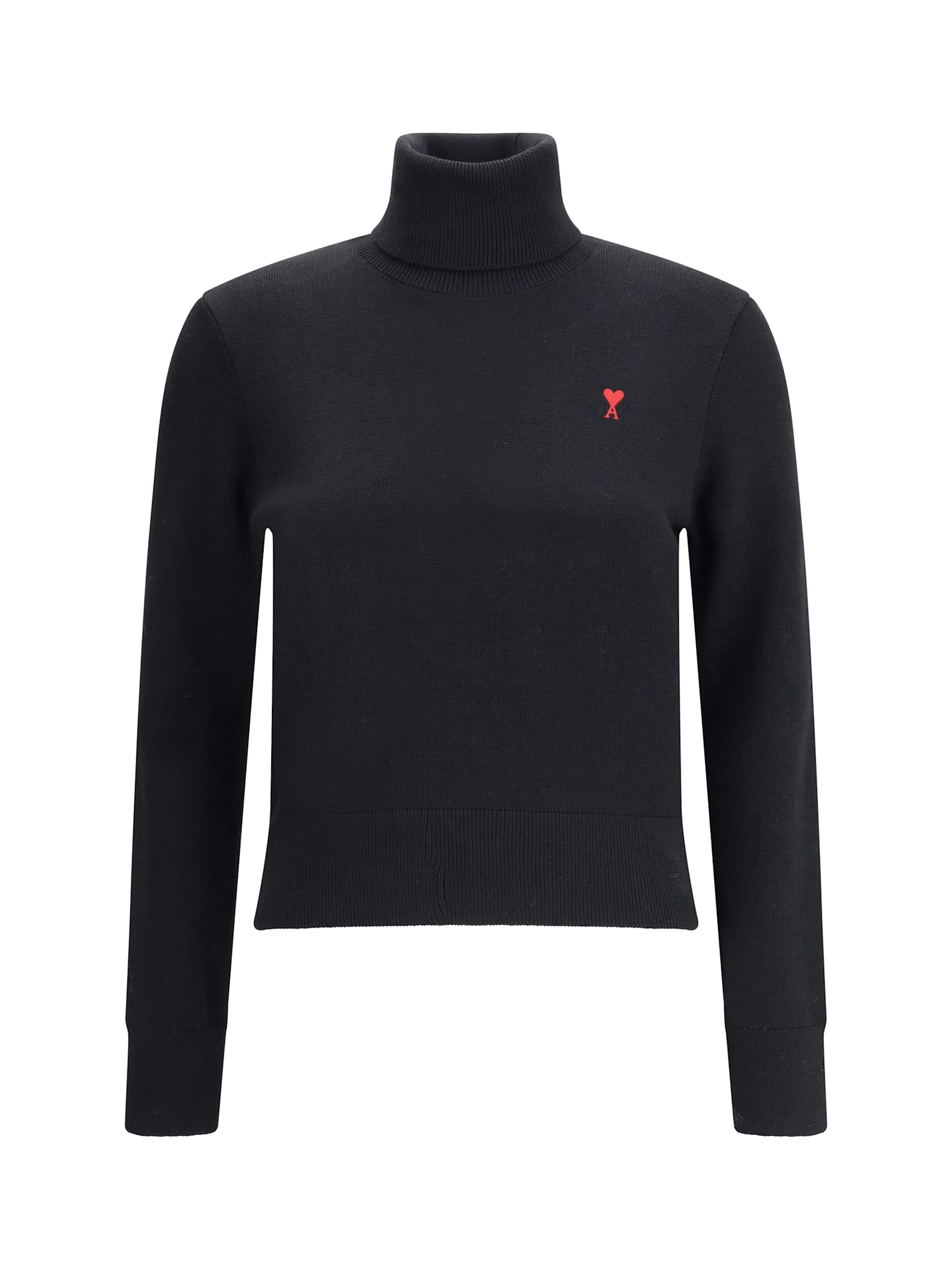 Ami Alexandre Mattiussi Ami Paris Women Ami De Coeur Turtleneck Sweater In Black