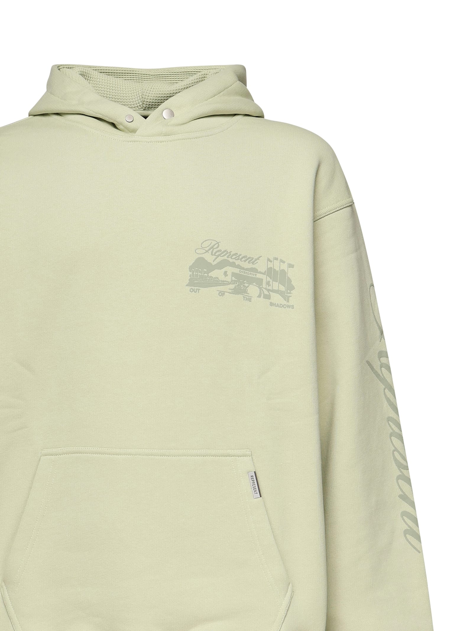 Represent Logo-print Cotton Hoodie In Matcha