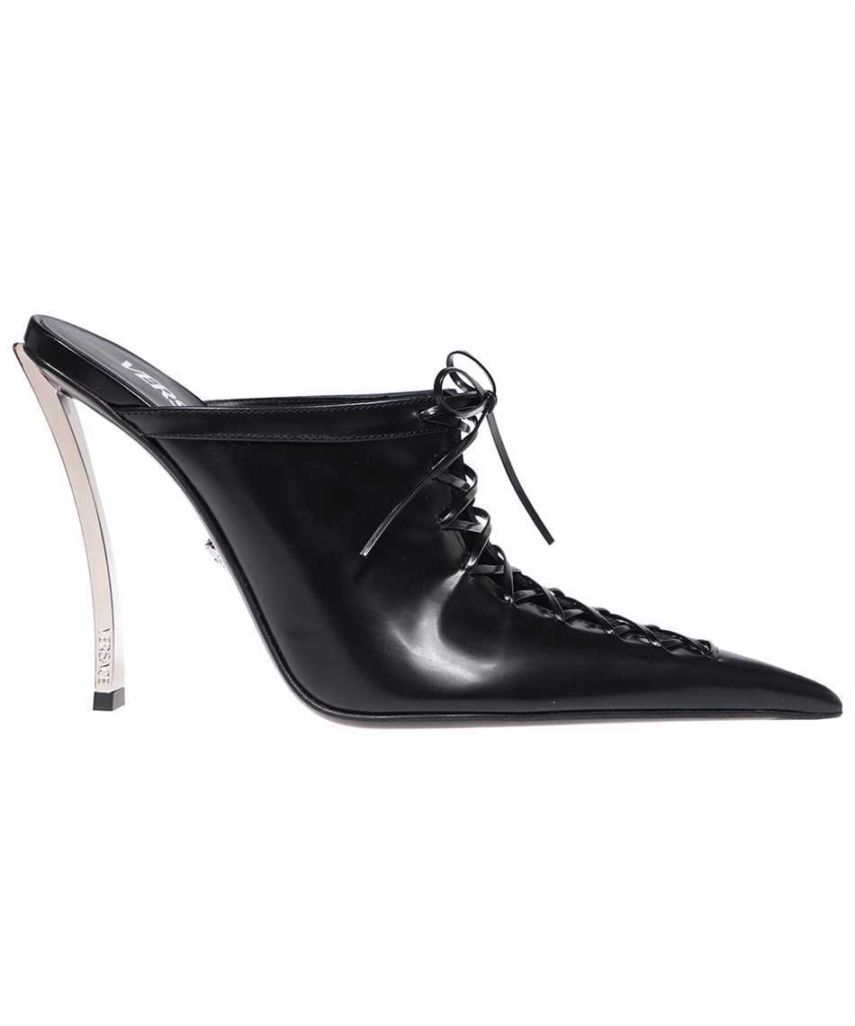 Versace Leather Mules In Black