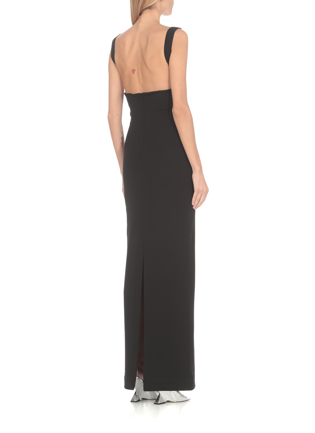 Solace London Joni Black Maxi Dress With Square Neck And Open Back Woman In Black