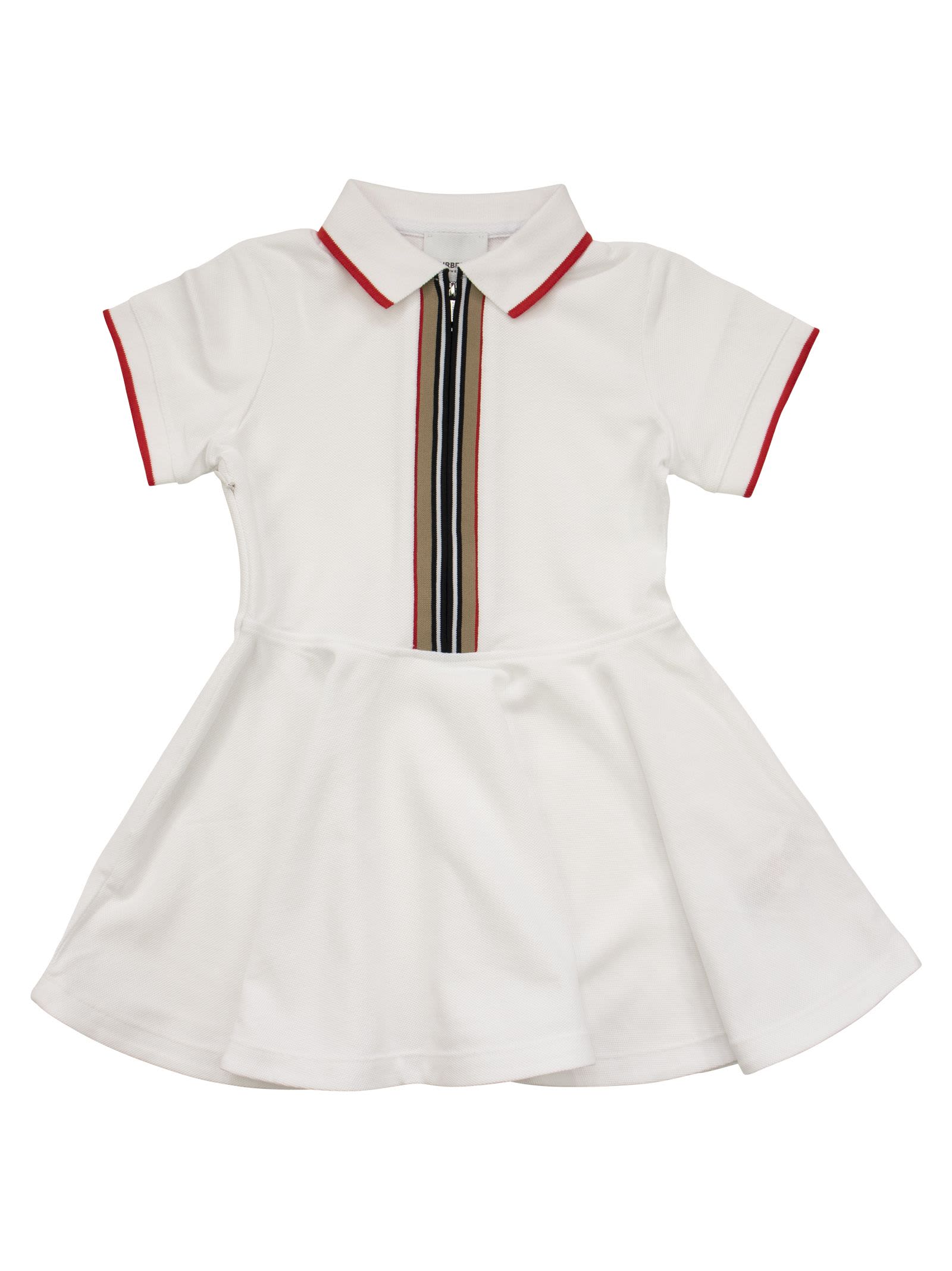 Burberry Kellyanne -cotton Pique Polo Style Dress With Iconic Striped Pattern