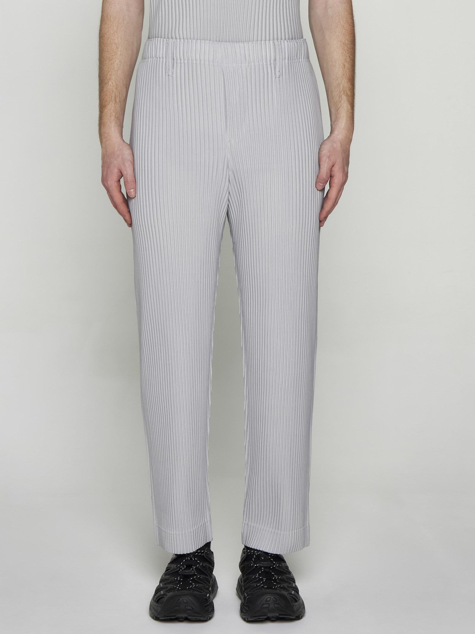 Shop Issey Miyake Pleated Fabric Trousers In Light Grey