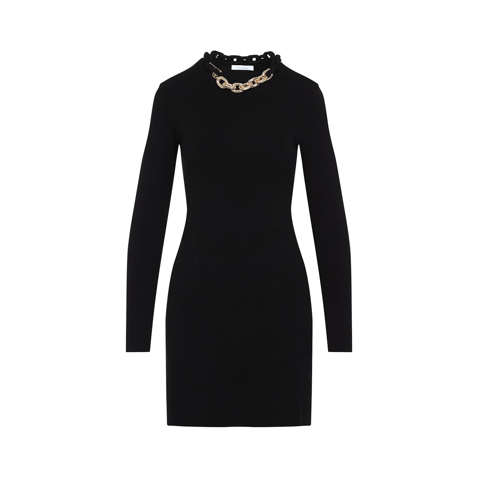 Rabanne Womens Chain-embellished Stretch-cotton Mini Dress Black In Black