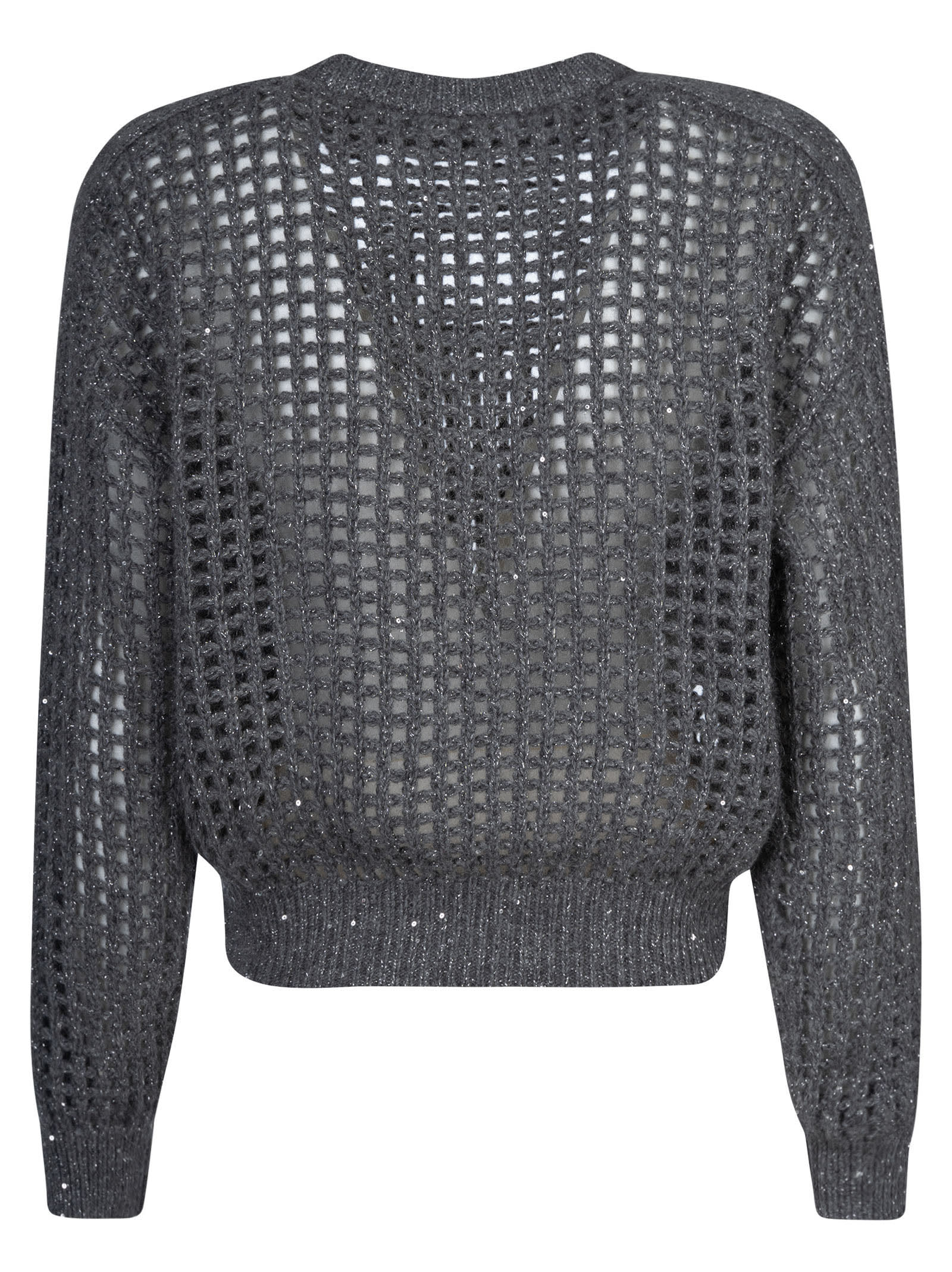 Shop Brunello Cucinelli Rib Trim Perforated Sweater