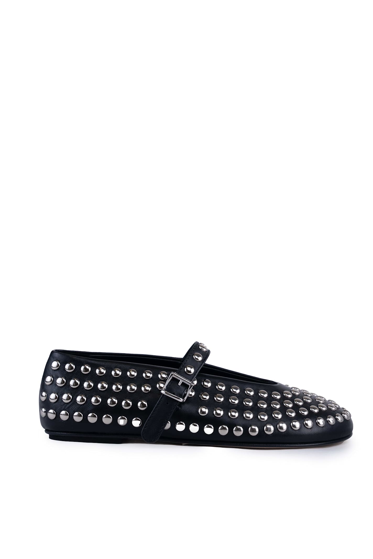 Leather Ballet Flats With Studs