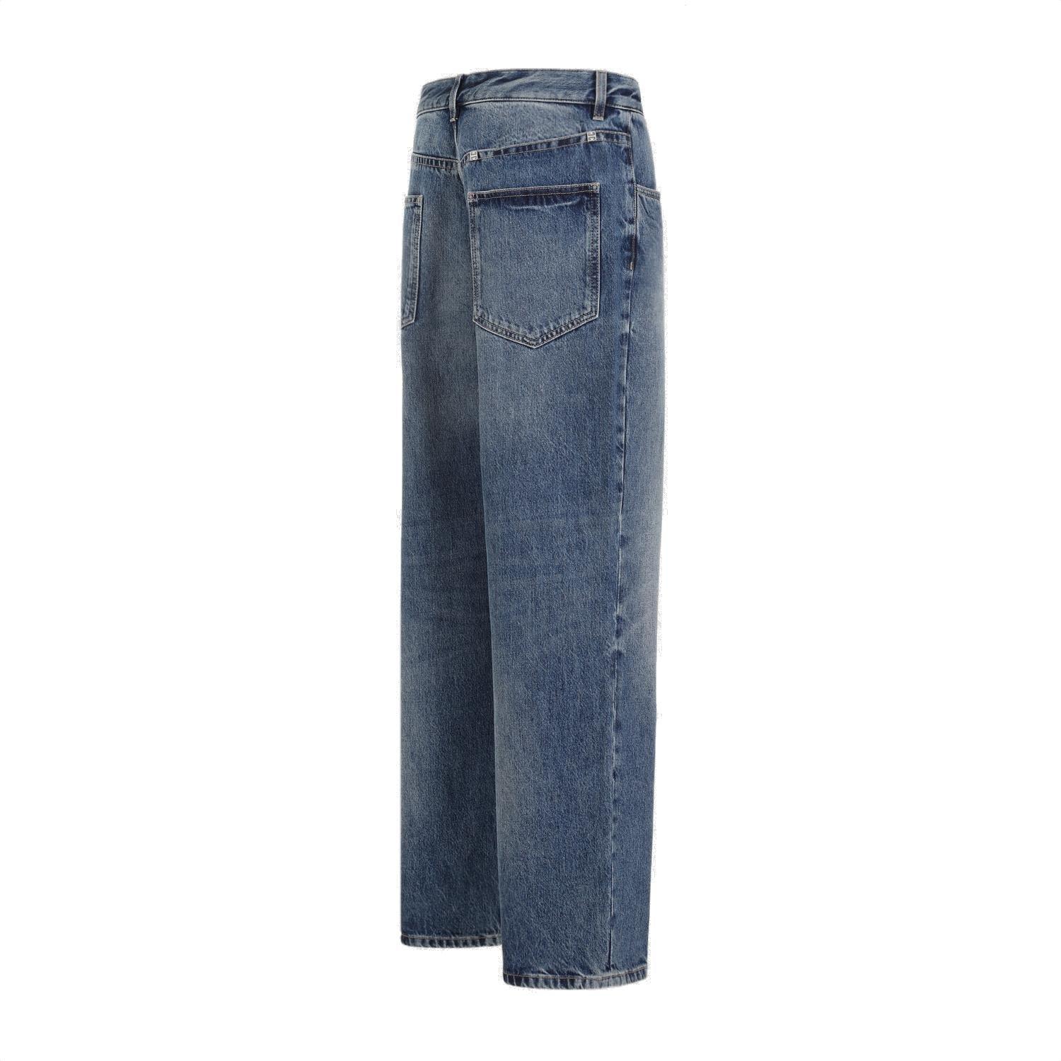 Shop Givenchy Logo Plaque Straight-leg Jeans In Blue