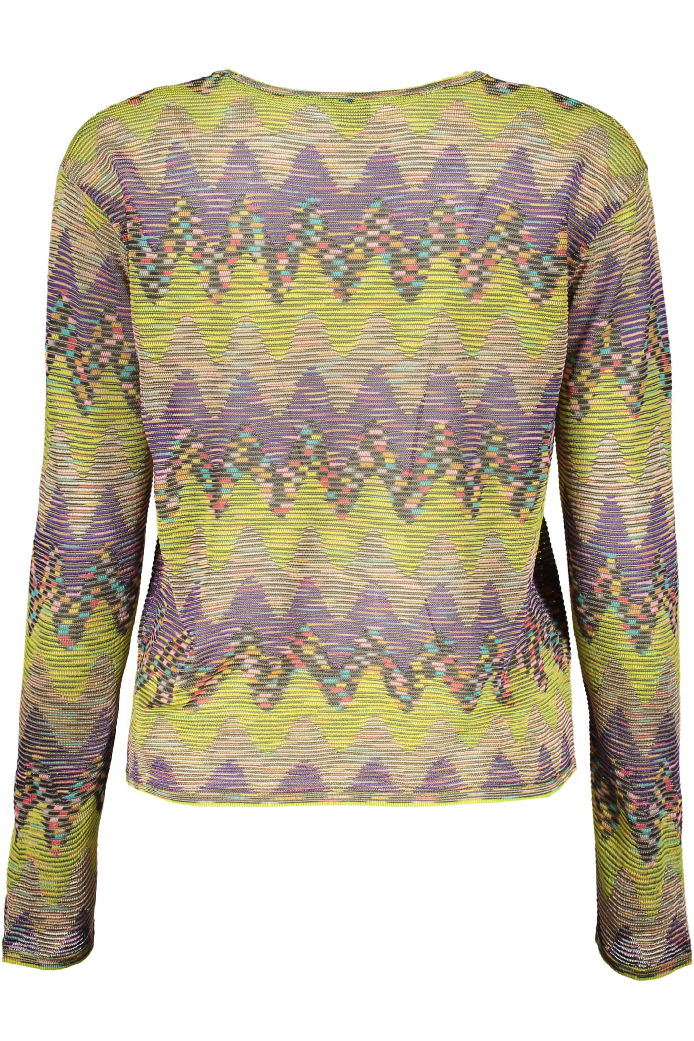 Shop M Missoni Long Sleeve Crew-neck Sweater In Green