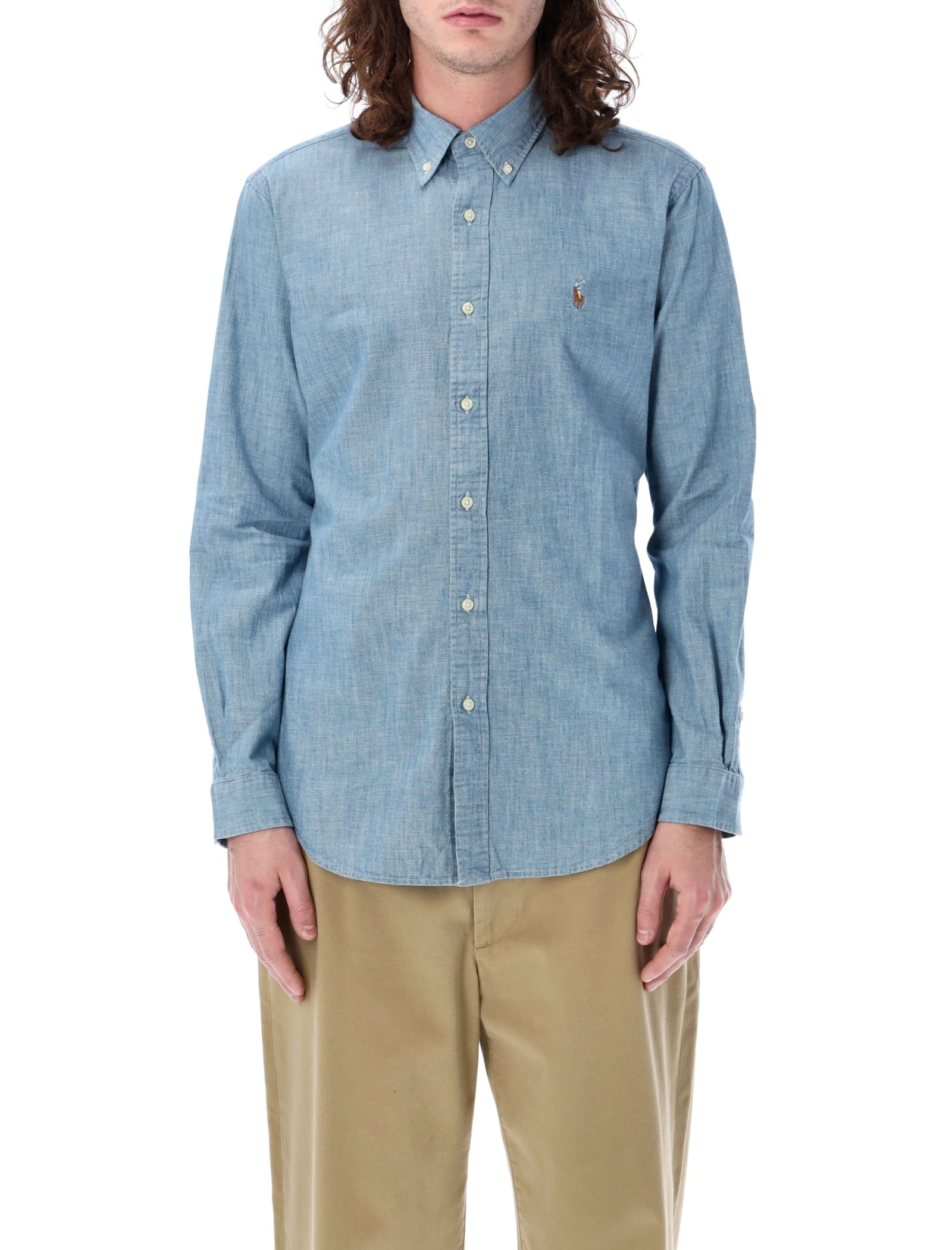 Shop Polo Ralph Lauren Denim Shirt In Light Blue