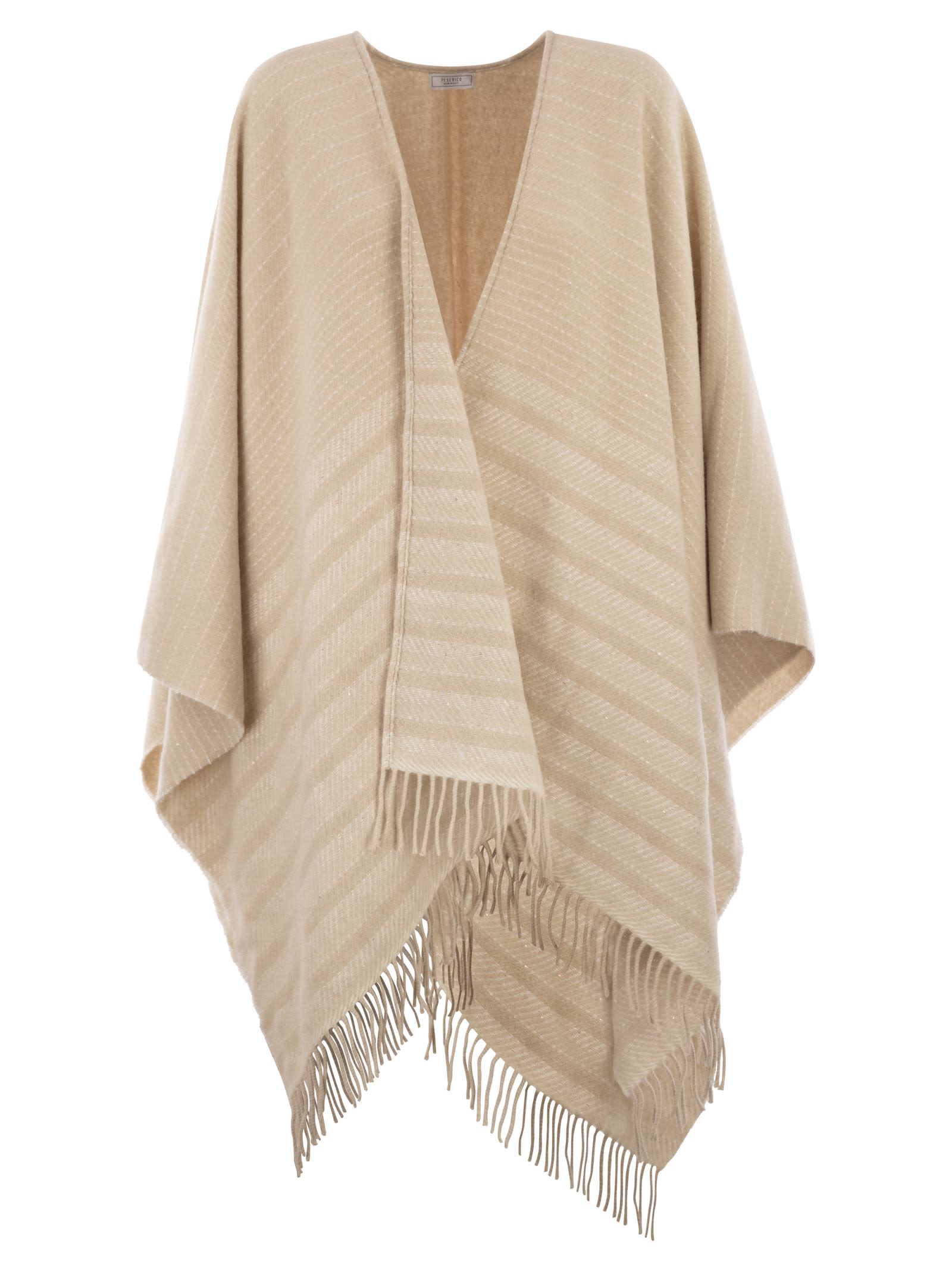 Peserico Virgin Wool And Cashmere Capea In Neutral