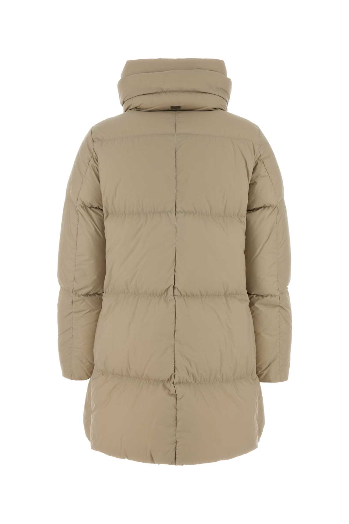 Herno Longline Puffer Jacket High Collar In Neutral