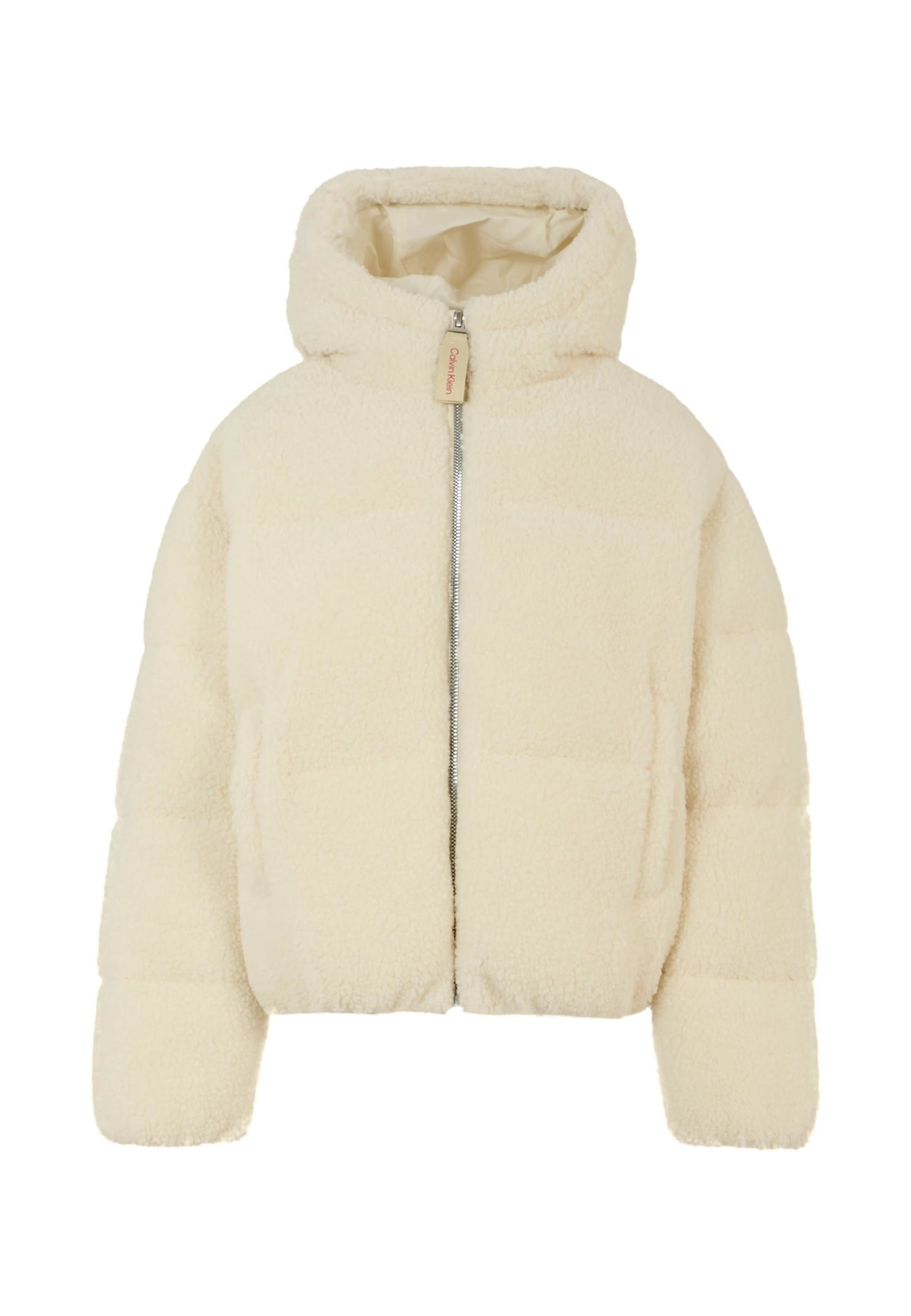 Calvin Klein Ivory Down Jacket For Girl In White