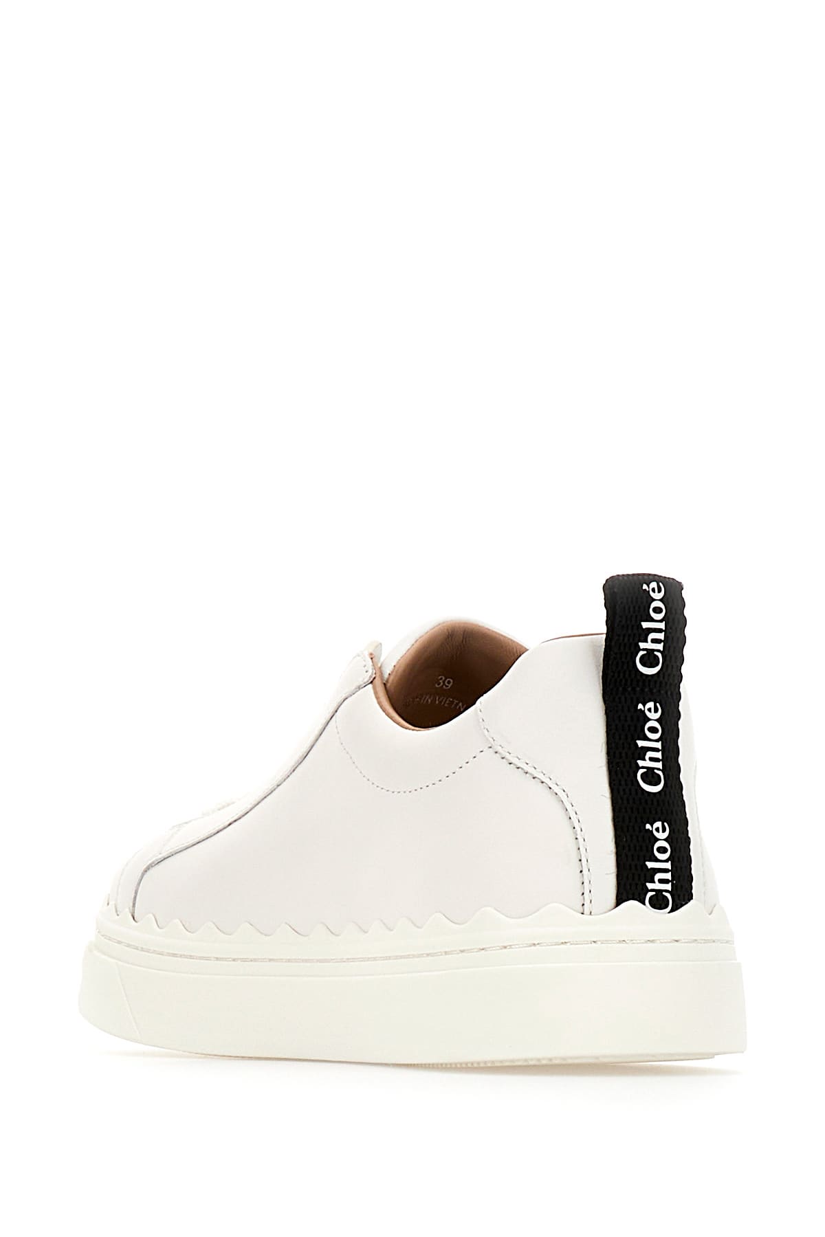 Shop Chloé White Leather Lauren Sneakers In Bianco