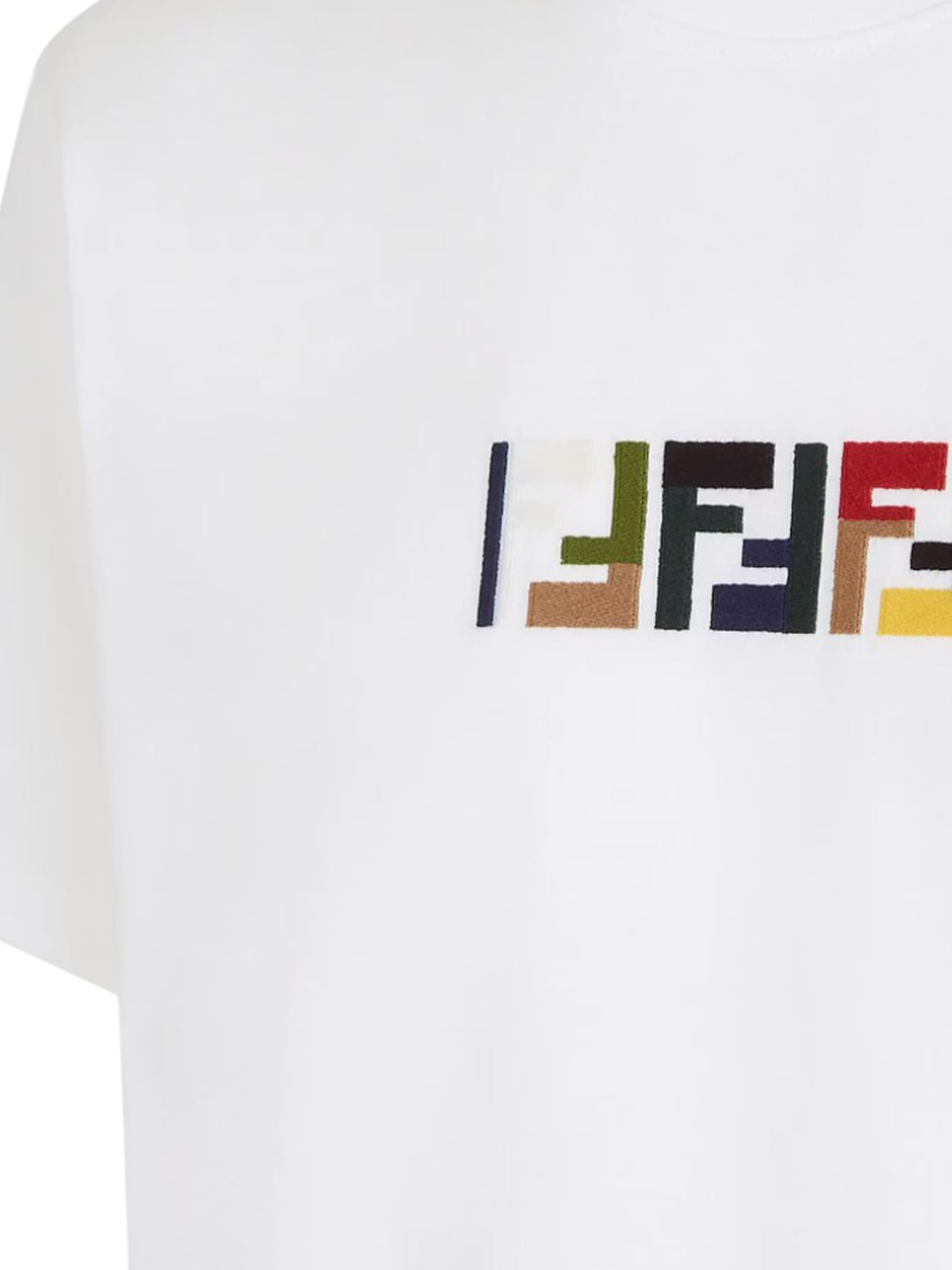 FENDI COTTON T-SHIRT WITH EMBROIDERY 