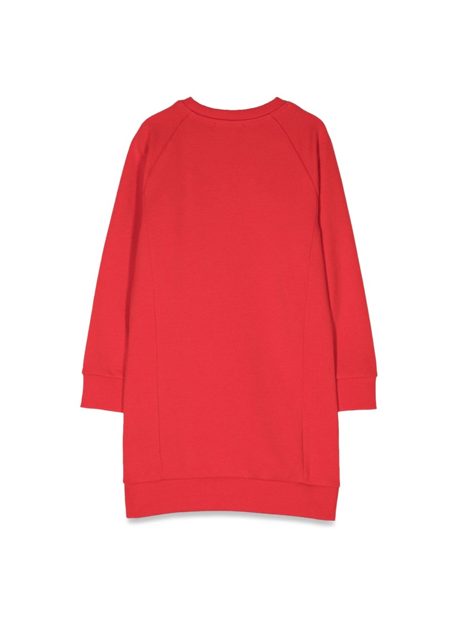 Balmain ml Sweatshirt Dress Logo And Buttons In Red