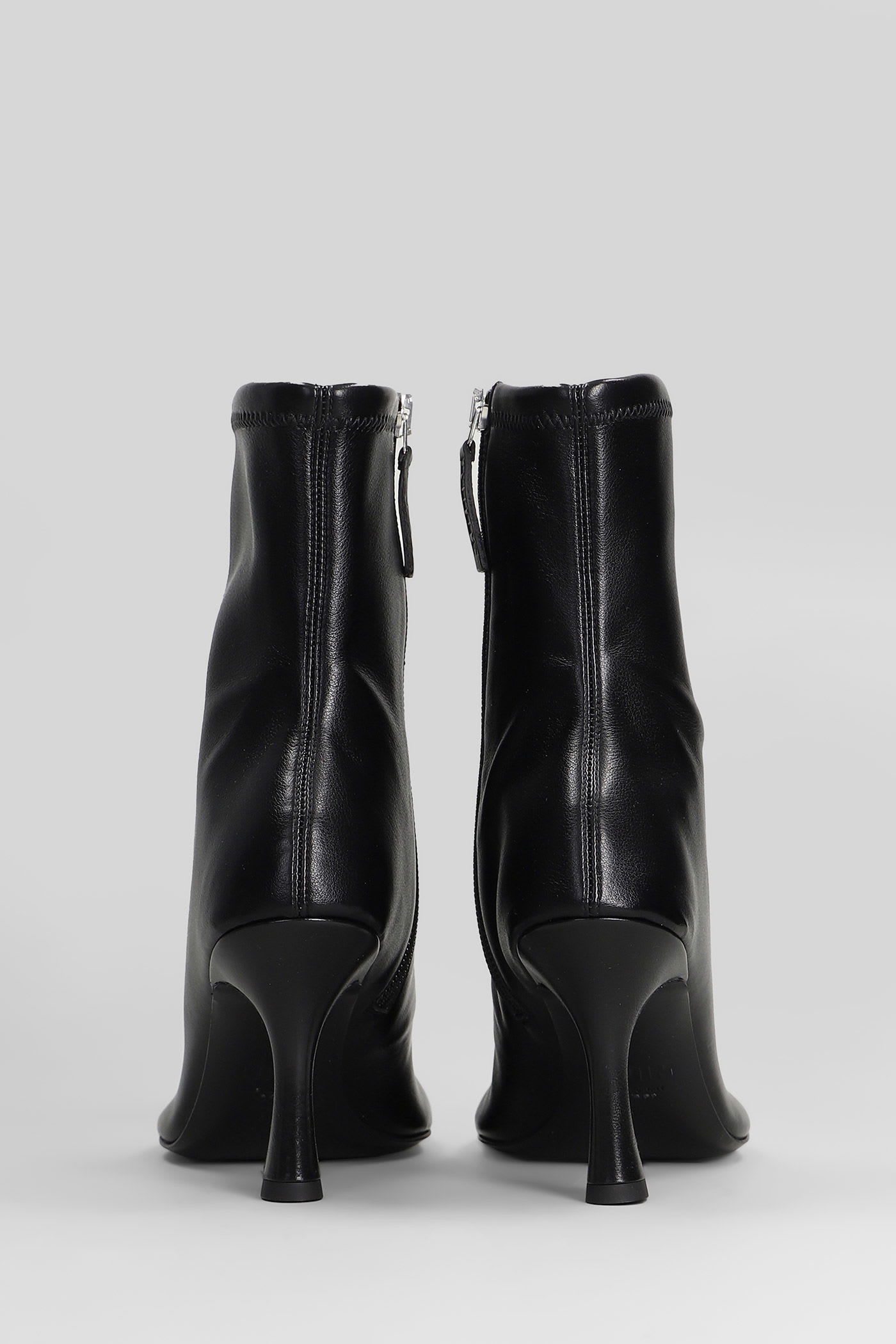3juin Alessia 080 High Heels Ankle Boots In Black Leather In Black