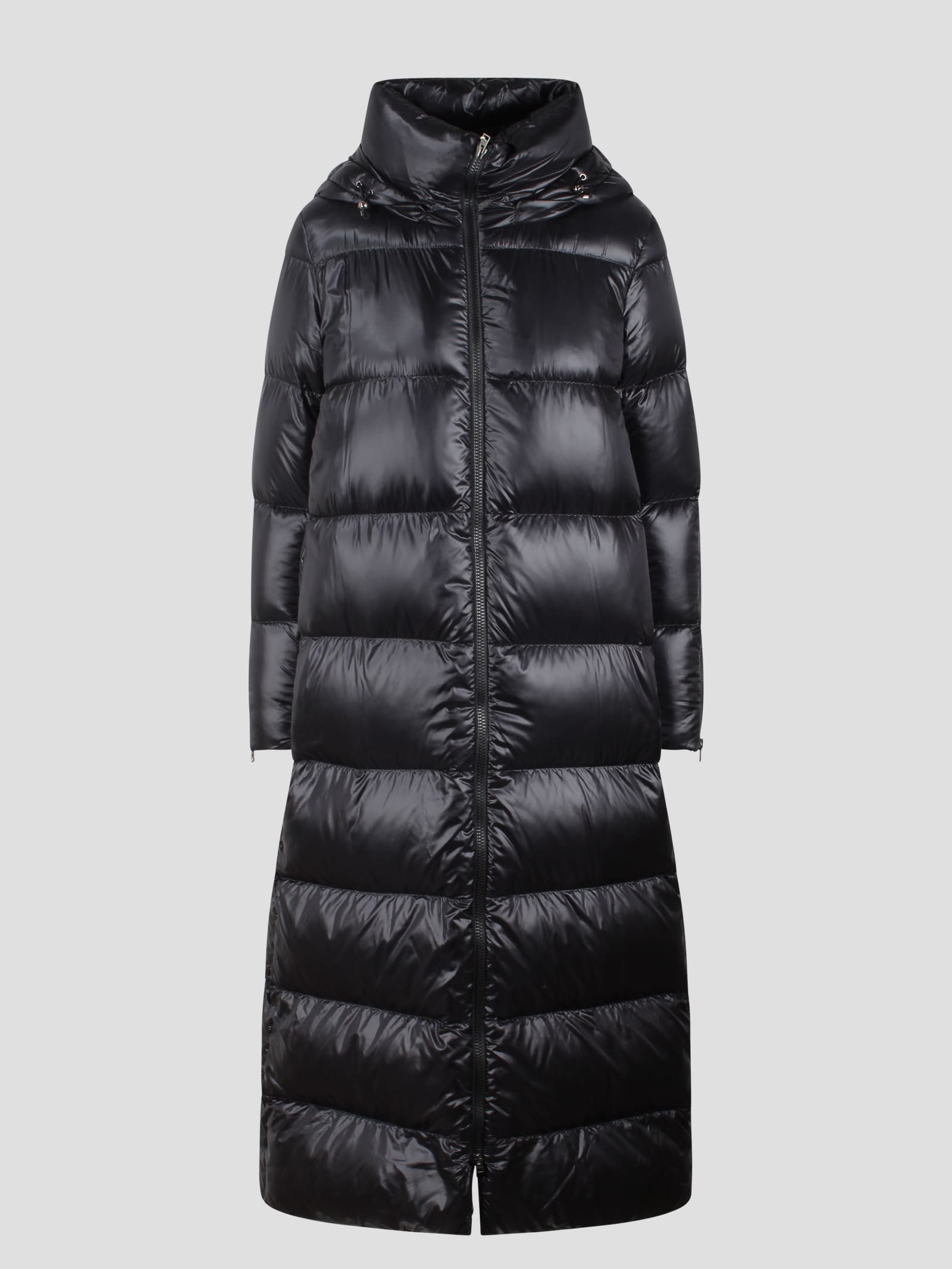 Shop Herno Nylon Long Down Jacket In Black