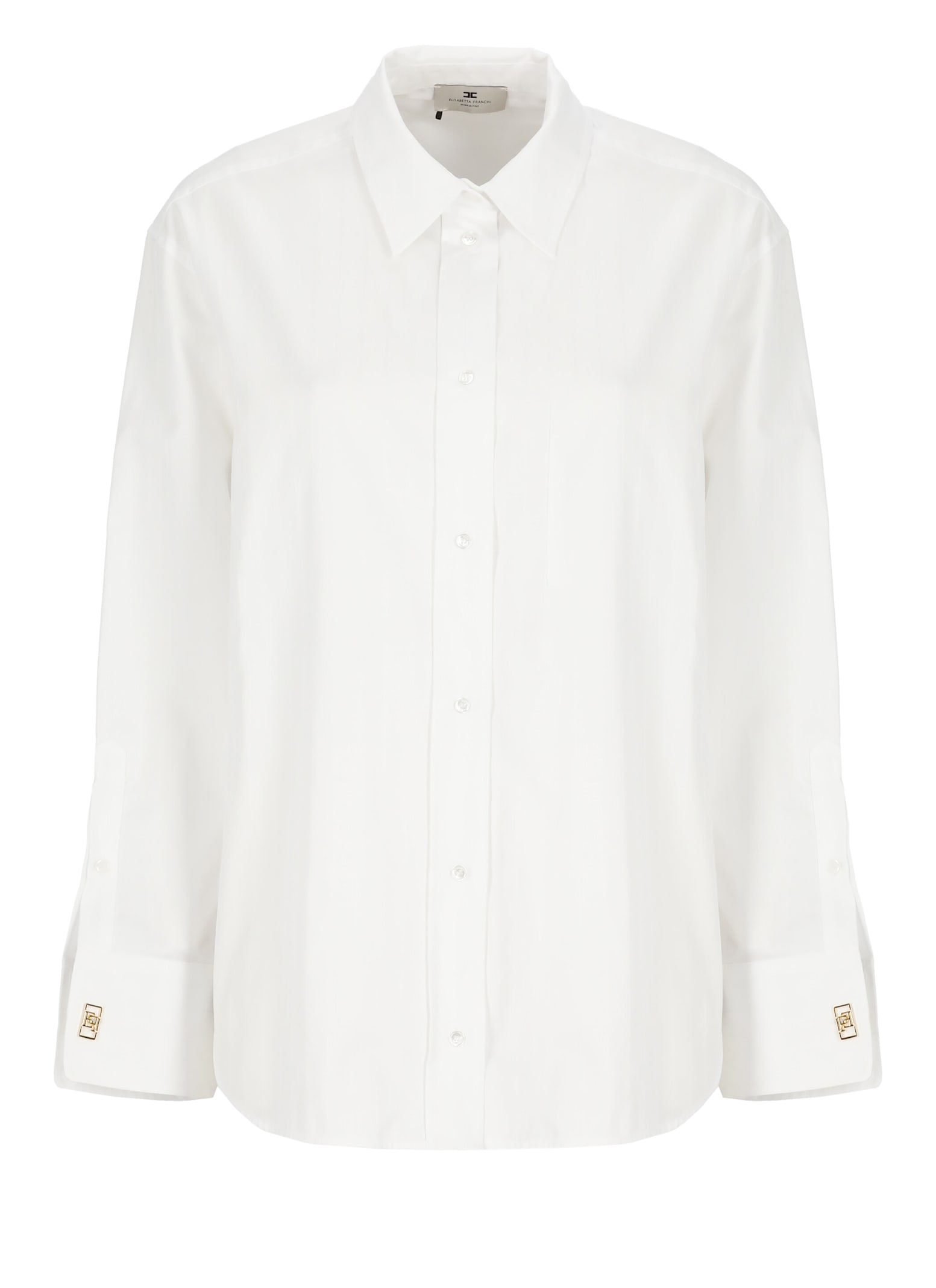 Elisabetta Franchi Striped Jacquard Poplin Shirt With Cufflinks