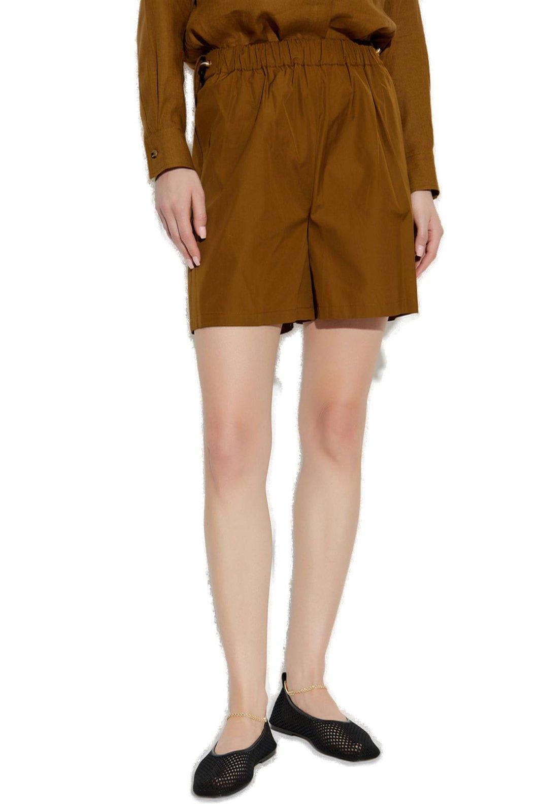 Max Mara Haway Mini Shorts With Side Drawstring In Brown