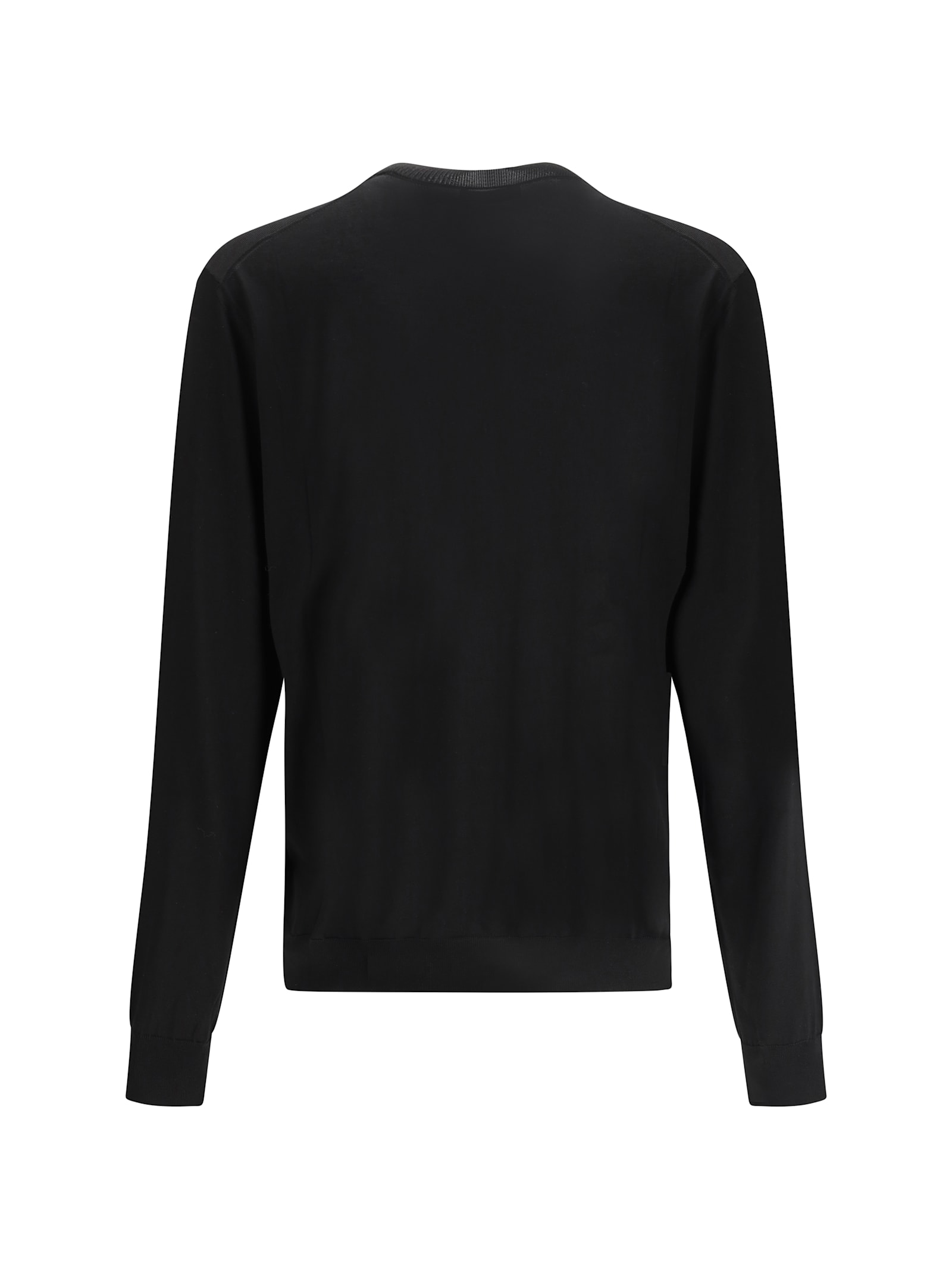 Prada Logo Patch Silk Crewneck Sweater In Black