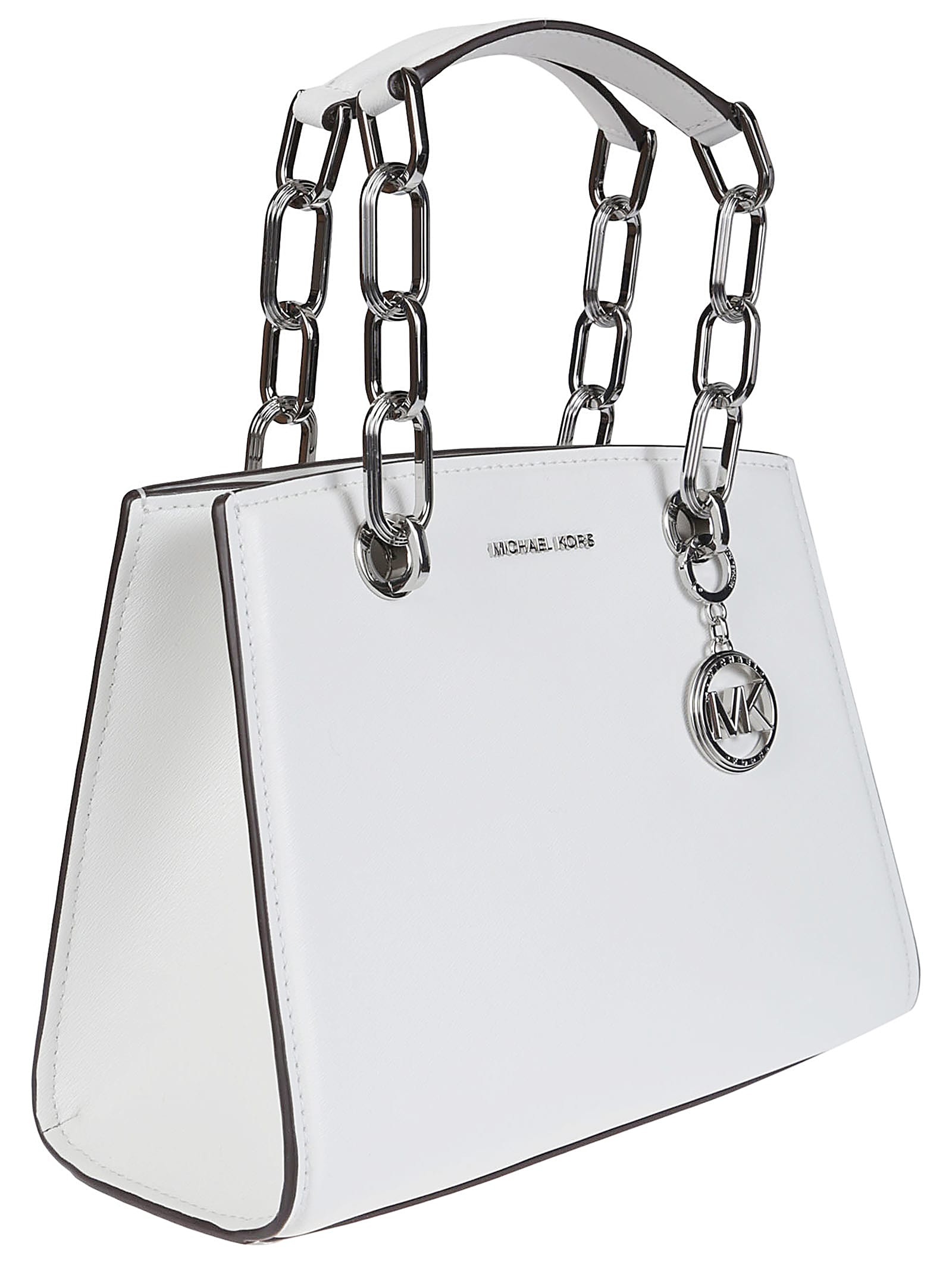 Shop Michael Kors Small Cynthia Satchel Bag In Optic White