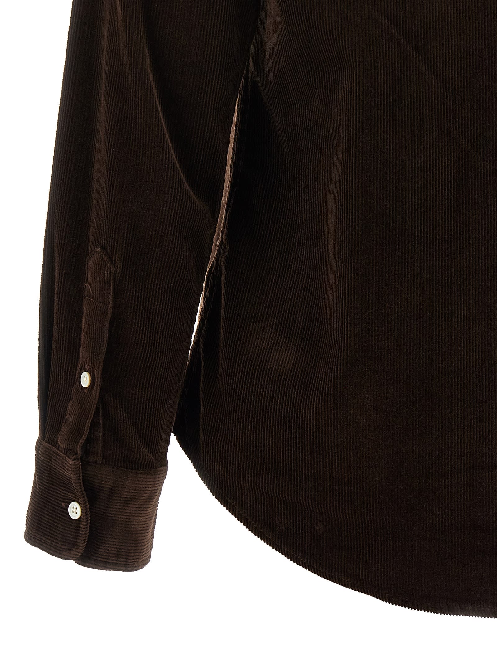 Polo Ralph Lauren Womens Dark Beech Polo-pony Embroidered Cotton-corduroy Shirt In Brown