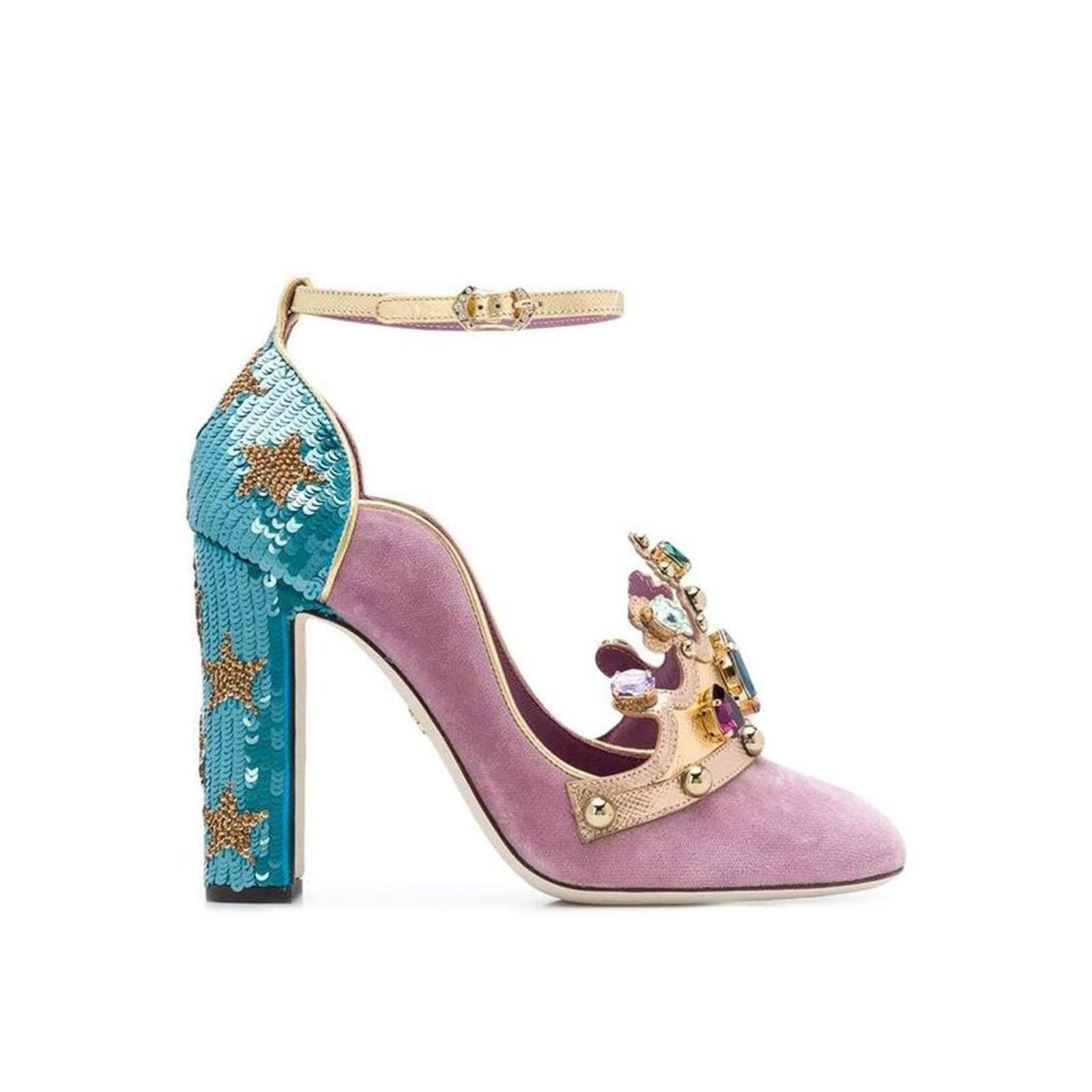 Shop Dolce & Gabbana Suede Crown Pumps In Pink