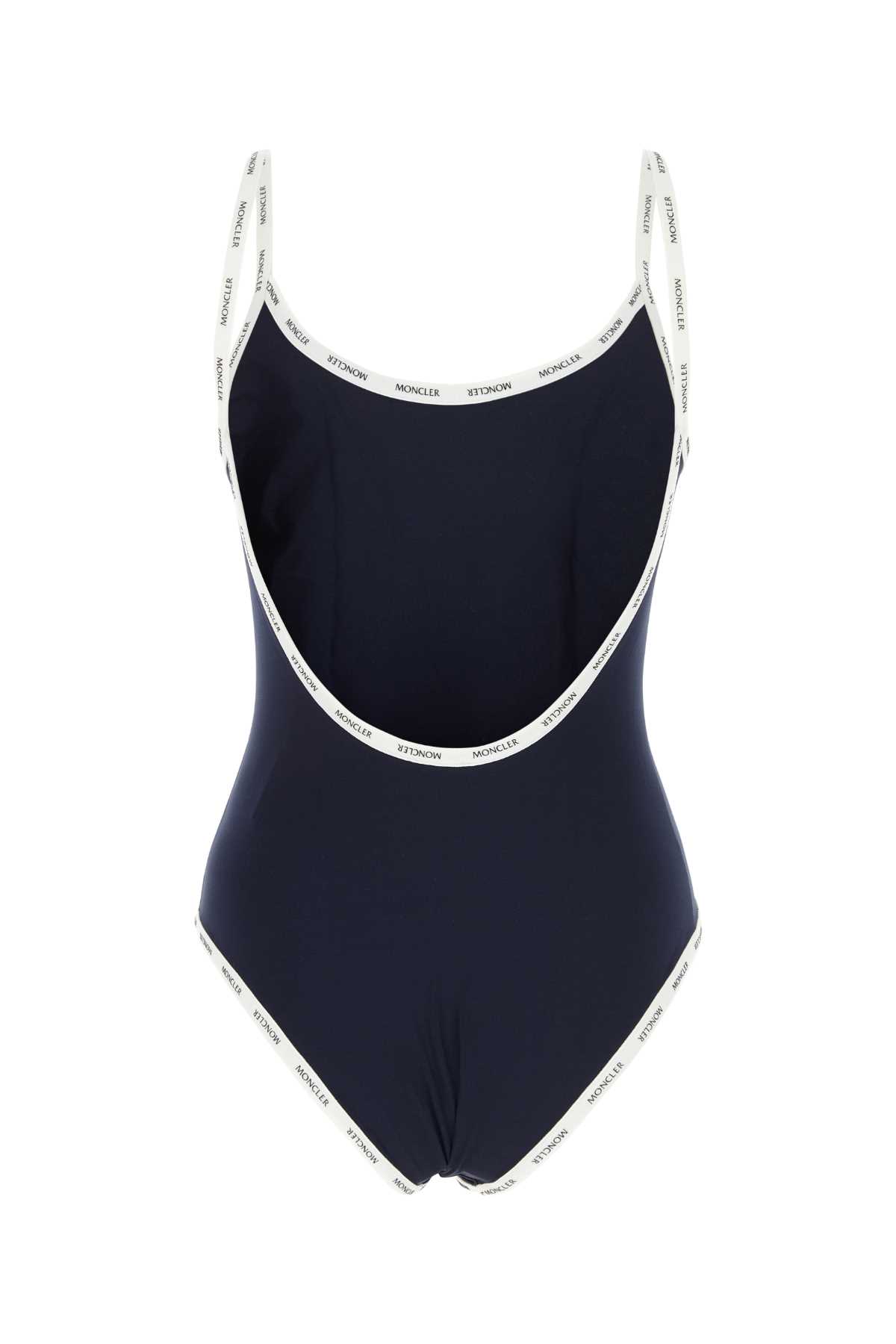 Moncler Midnight Blue Stretch Nylon Swimsuit In Navy