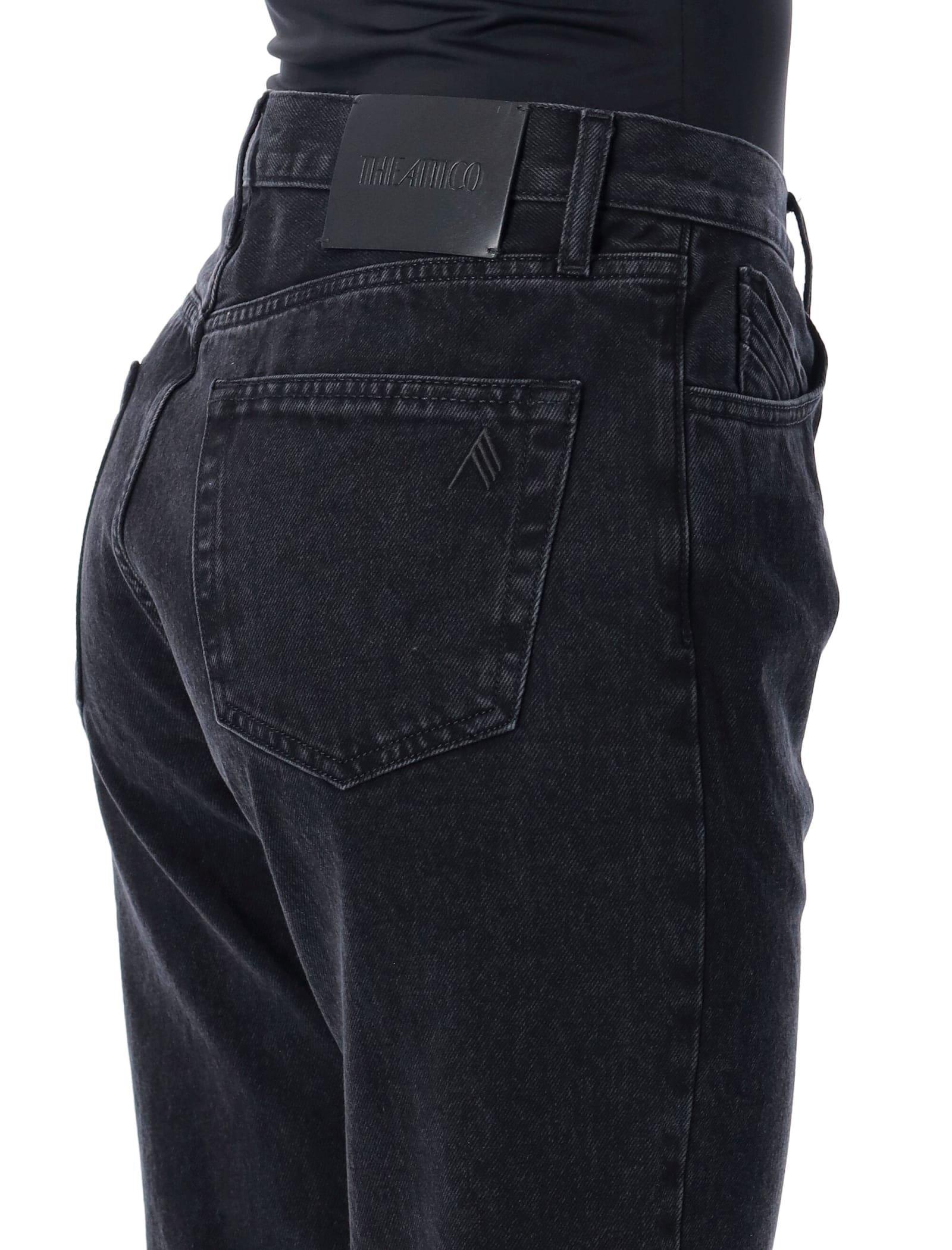 Shop Attico Extra Long Slim Jeans In Black