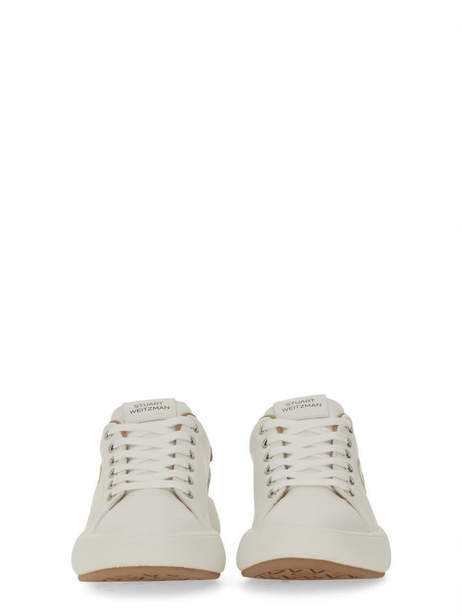 Stuart Weitzman Lace-up Round-head Low-cut Casual Shoes In White