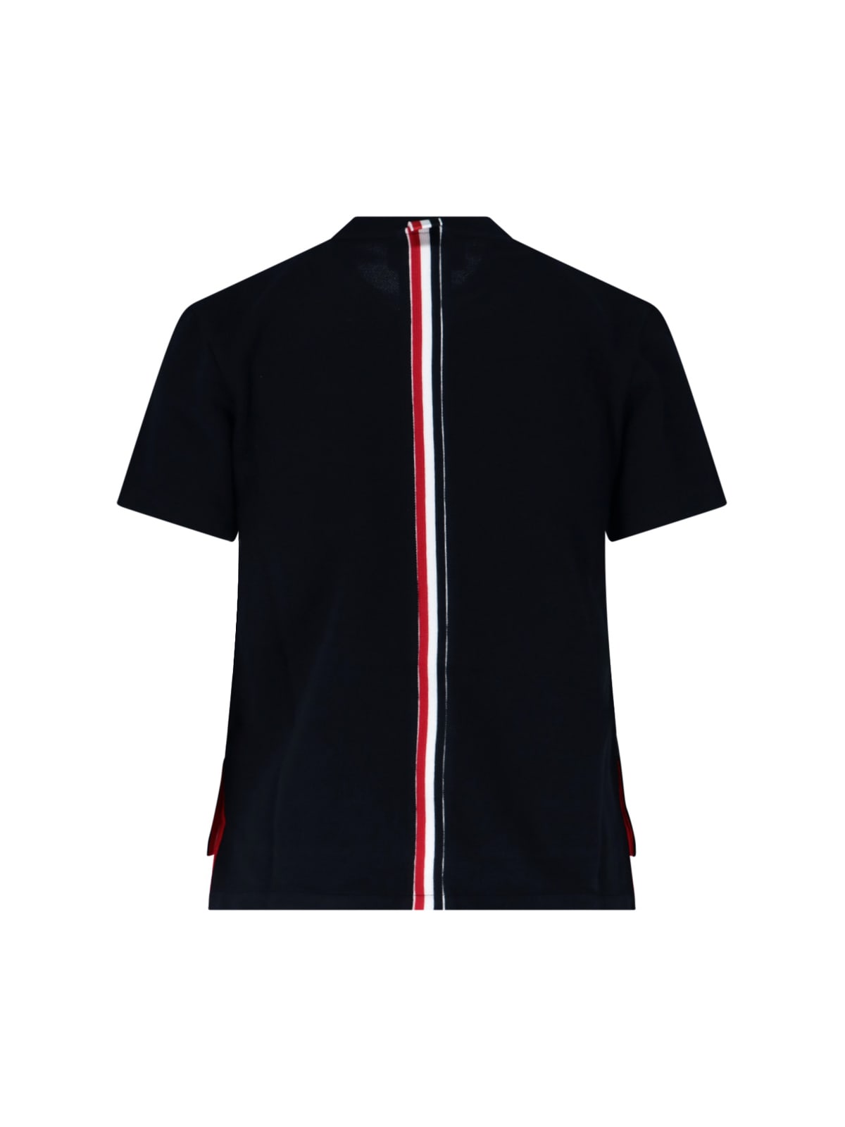 Shop Thom Browne Back Tricolour Stripes T-shirt In Blue