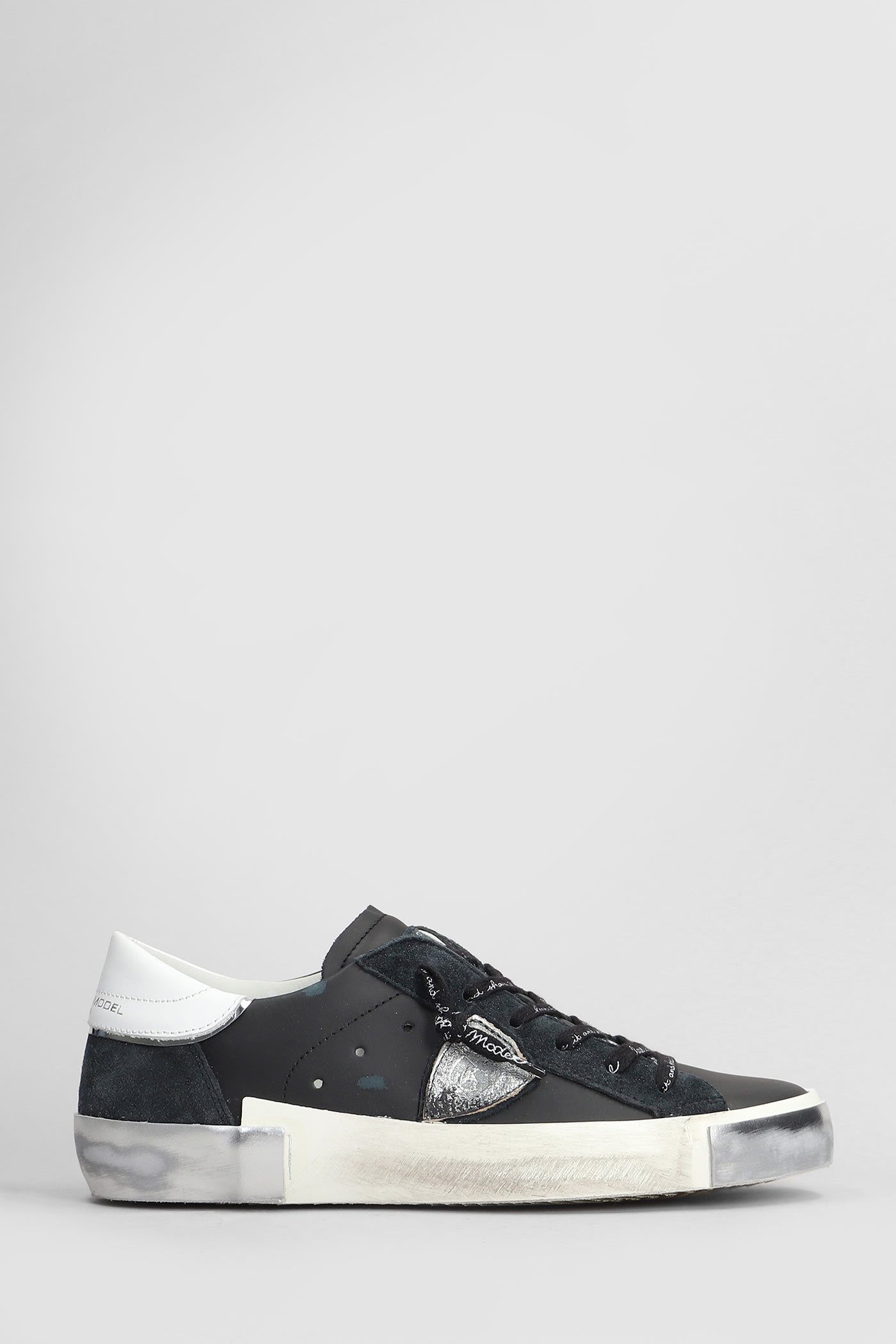 Philippe Model Prsx Low Sneakers In Black Leather