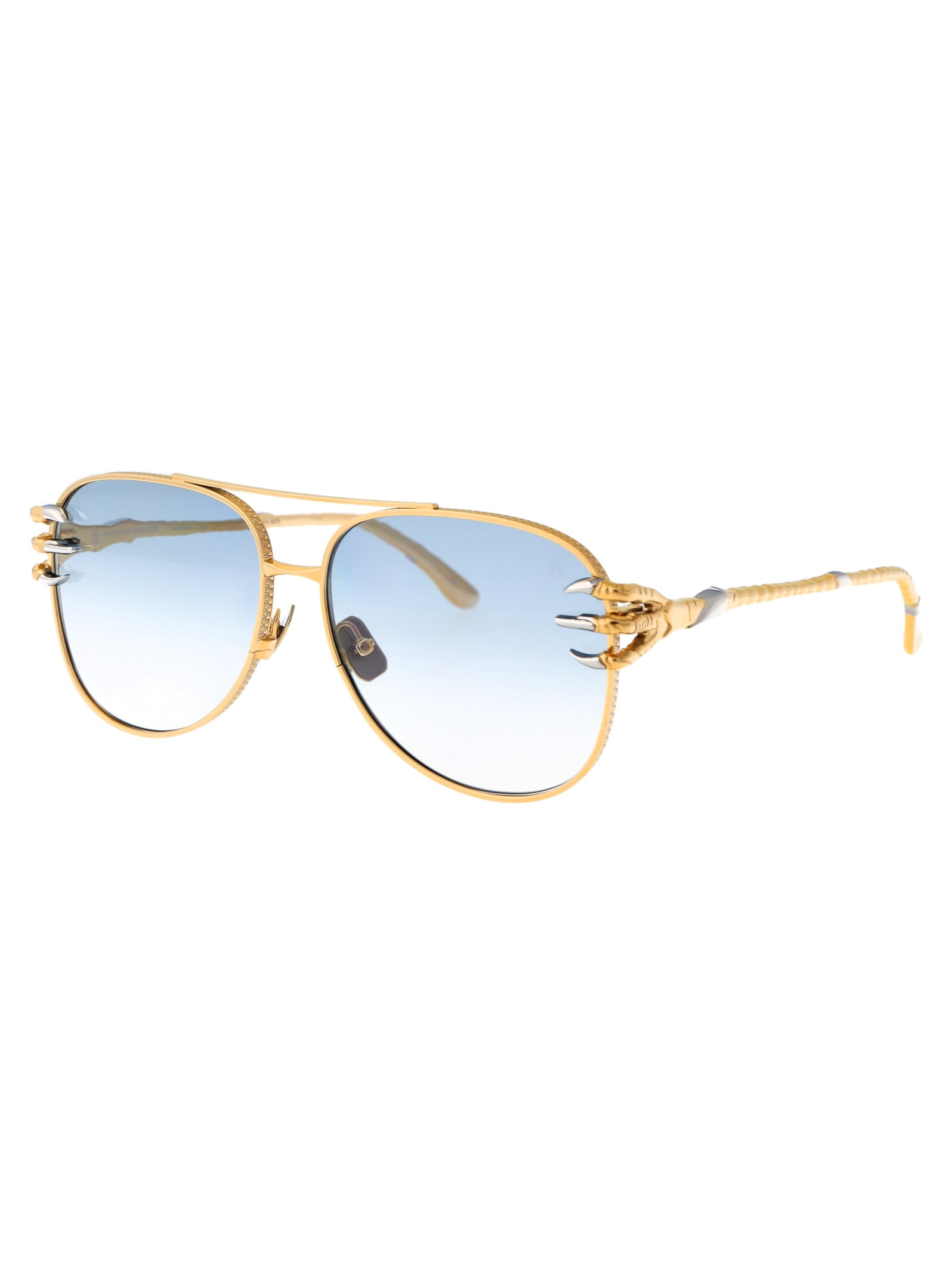 Shop Anna-karin Karlsson Claw Voyage Sunglasses In Gold Blue Lens