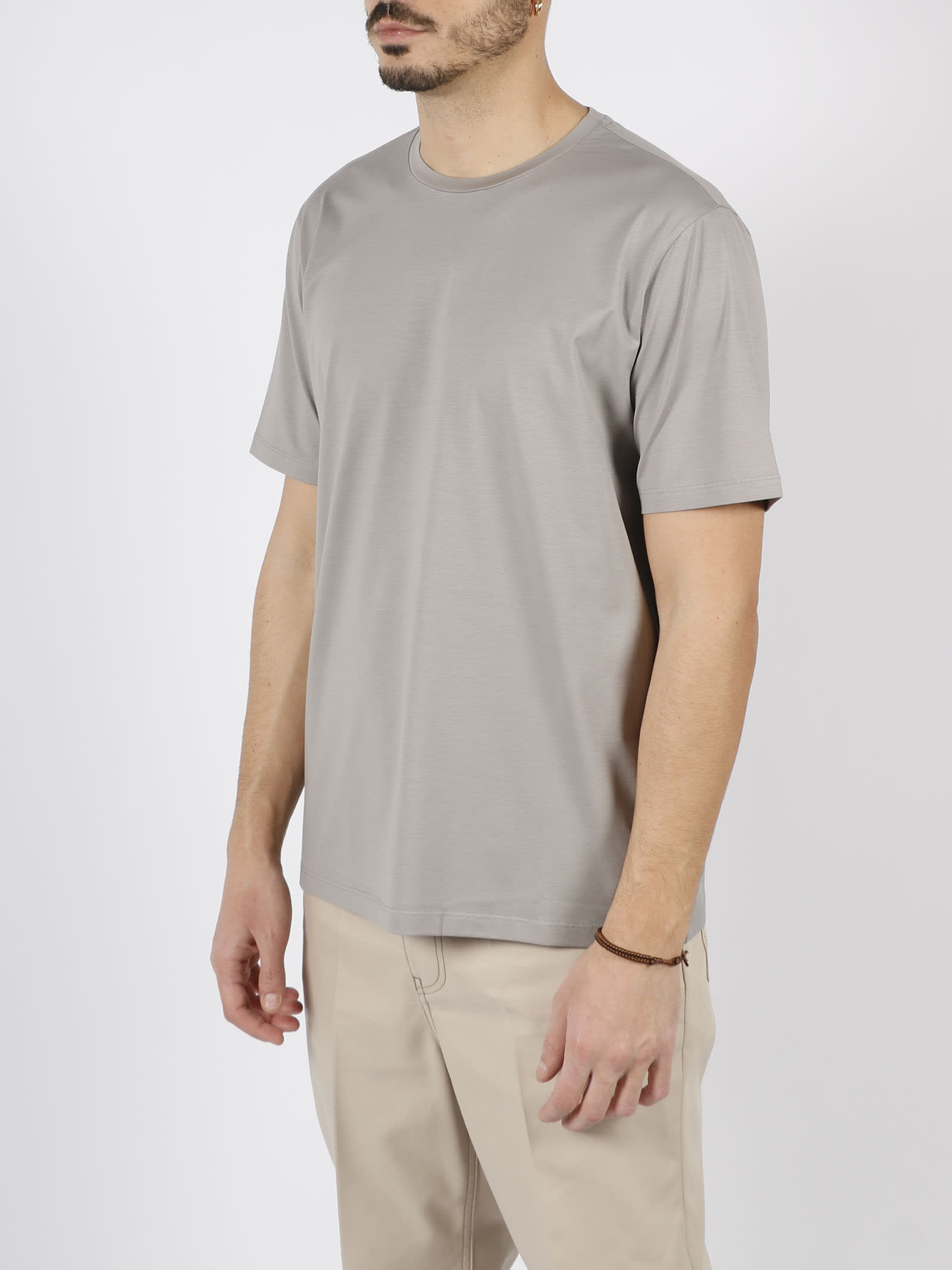 Herno Crew-neck Short-sleeve T-shirt In Gray
