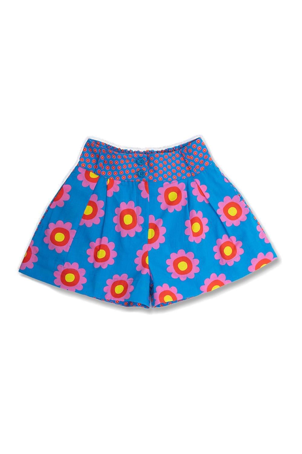 Stella Mccartney Kids' Elasticated Waistband Allover Floral Printed Shorts In Blue