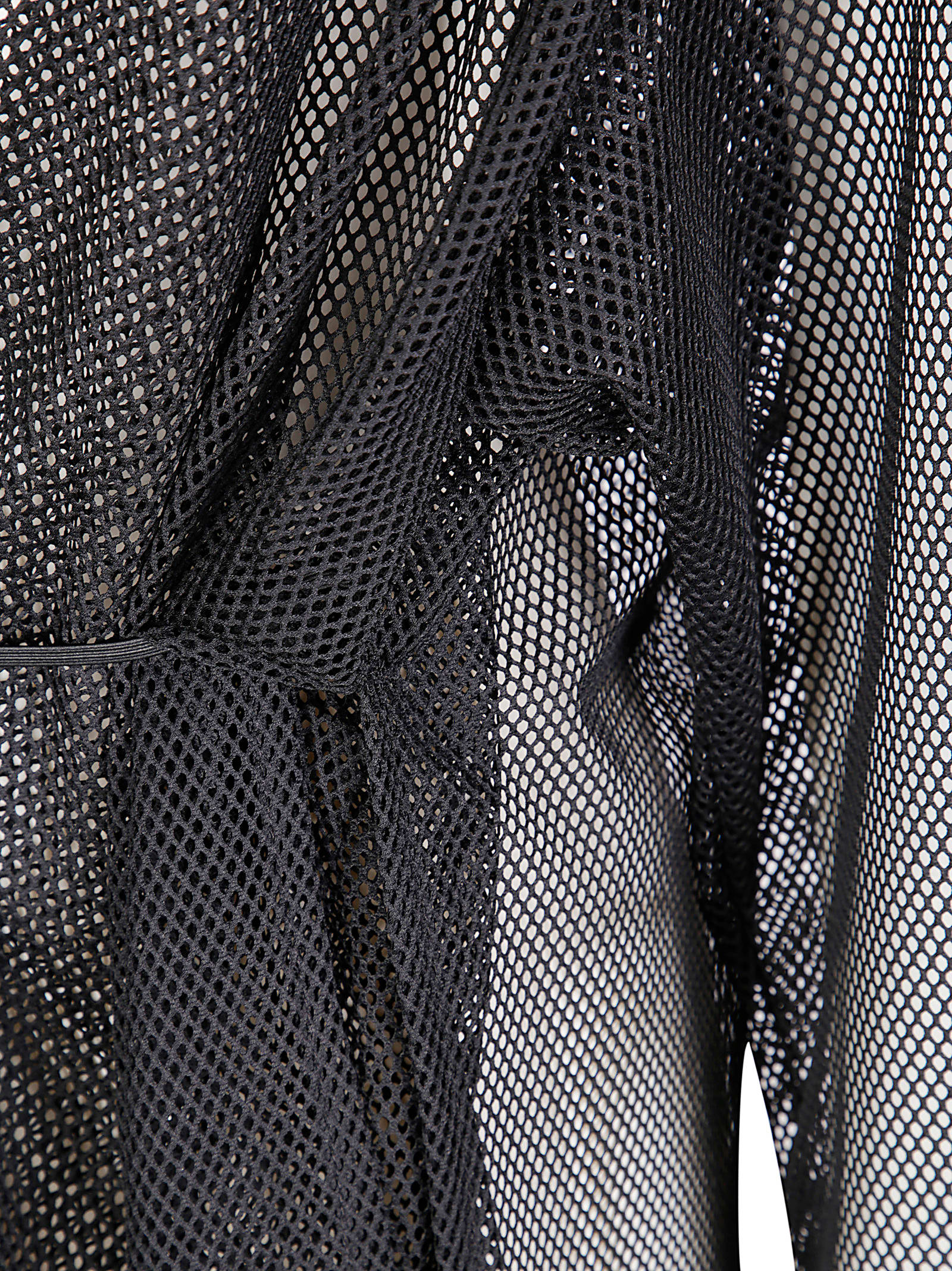 Maria Calderara Lightweight Black Mesh Jacket With Deep V-neck In Black