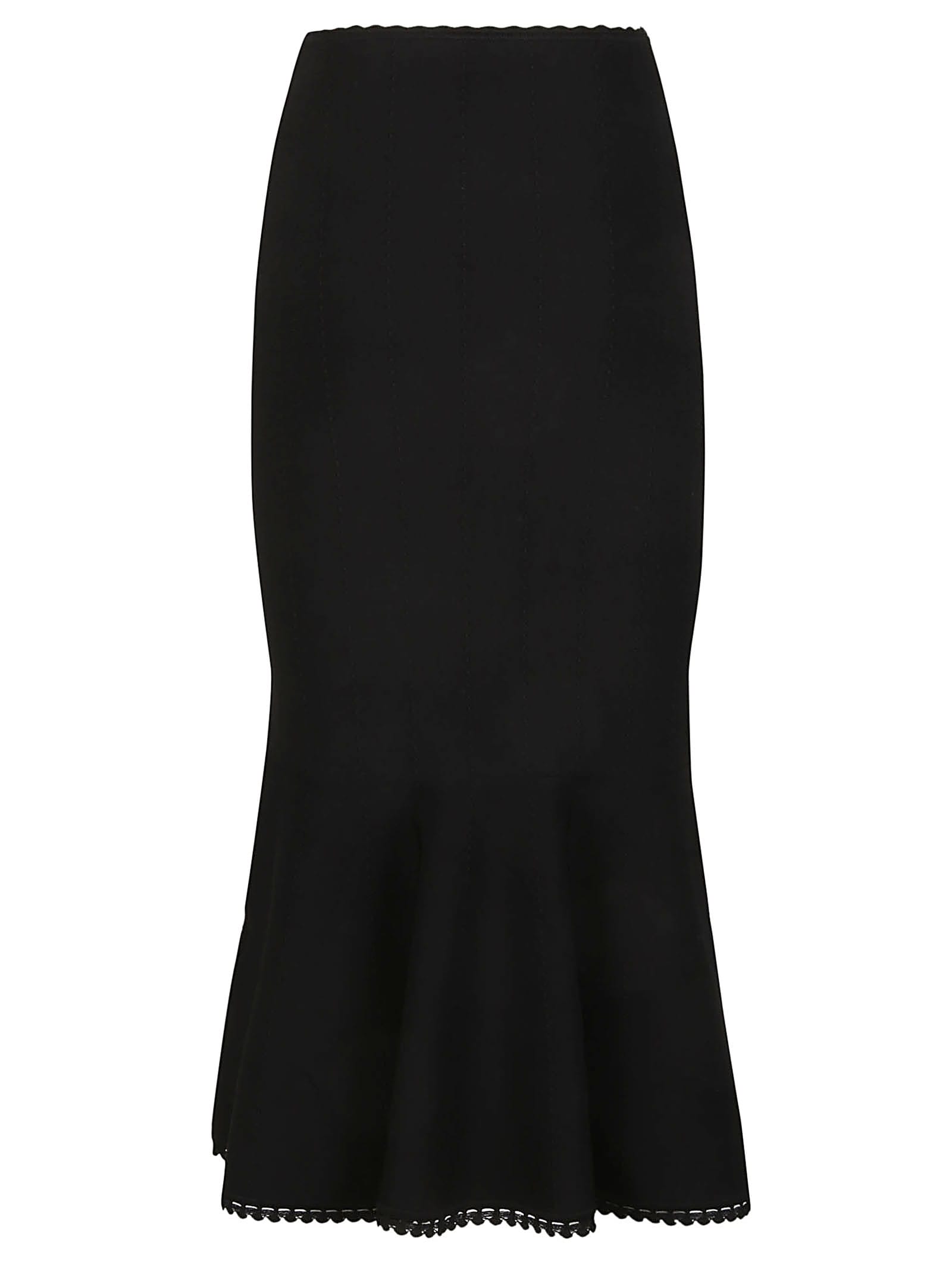 Shop Victoria Beckham Scallop Trim Flared Skirt In Black
