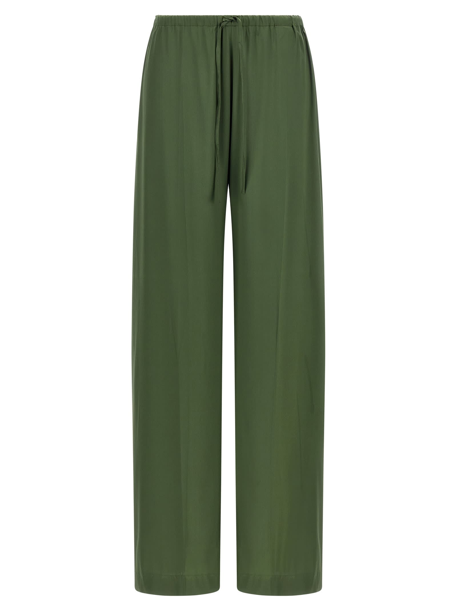 Dries Van Noten Cinched Waist Wide Leg Trousers In Green