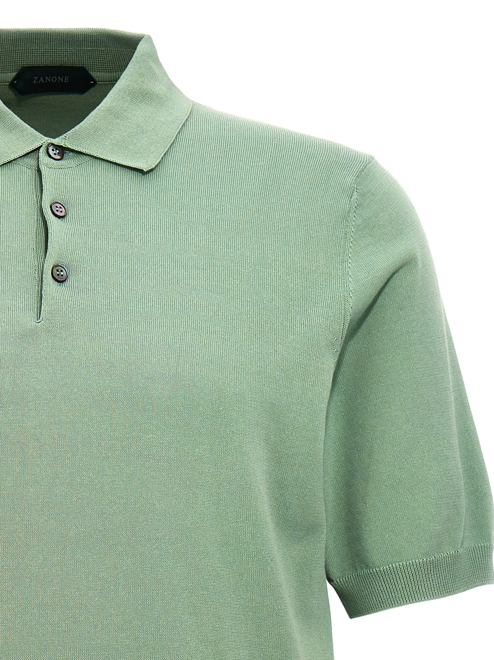 Shop Zanone Cotton Polo Shirt In Green