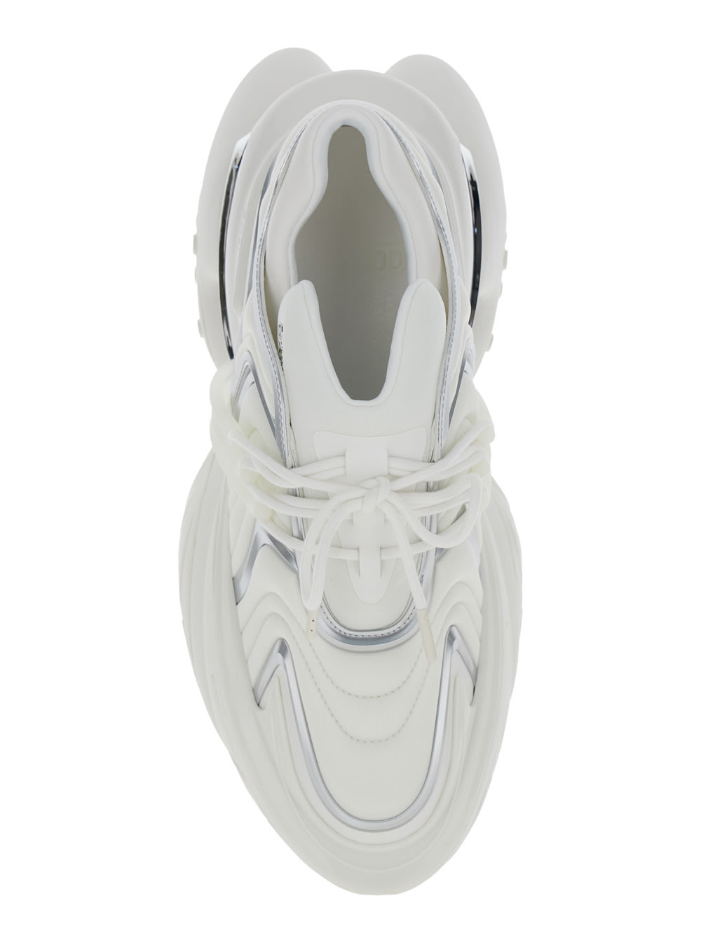 Shop Balmain Unicorn White Sneakers With With Embossed Logo On The Side In Tech Fabric Man