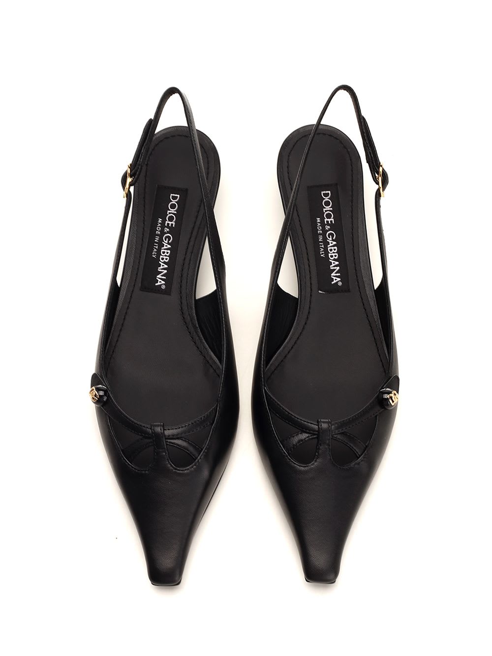 Shop Dolce & Gabbana Black Leather Slingback