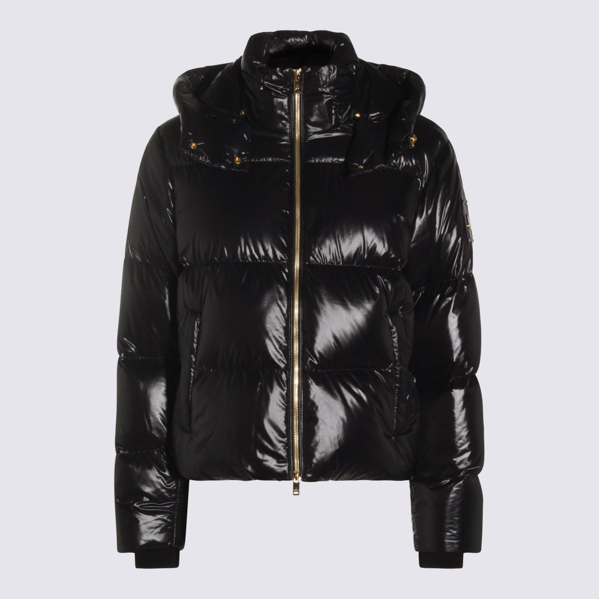 Moose Knuckles Hooded Padded Quilted Jacket With Zip Pockets In Black