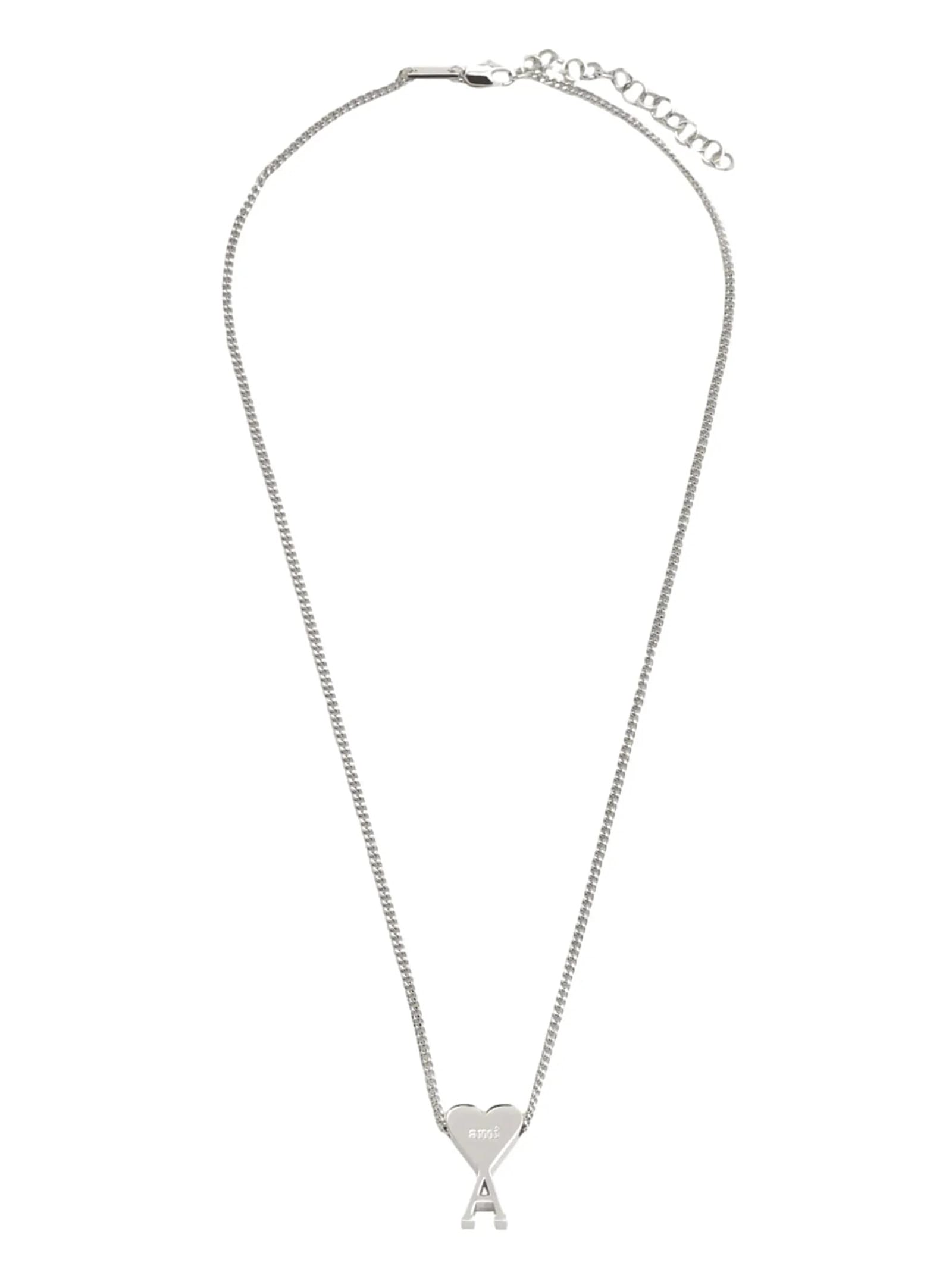 Shop Ami Alexandre Mattiussi Logo Pendant Necklace In Argento